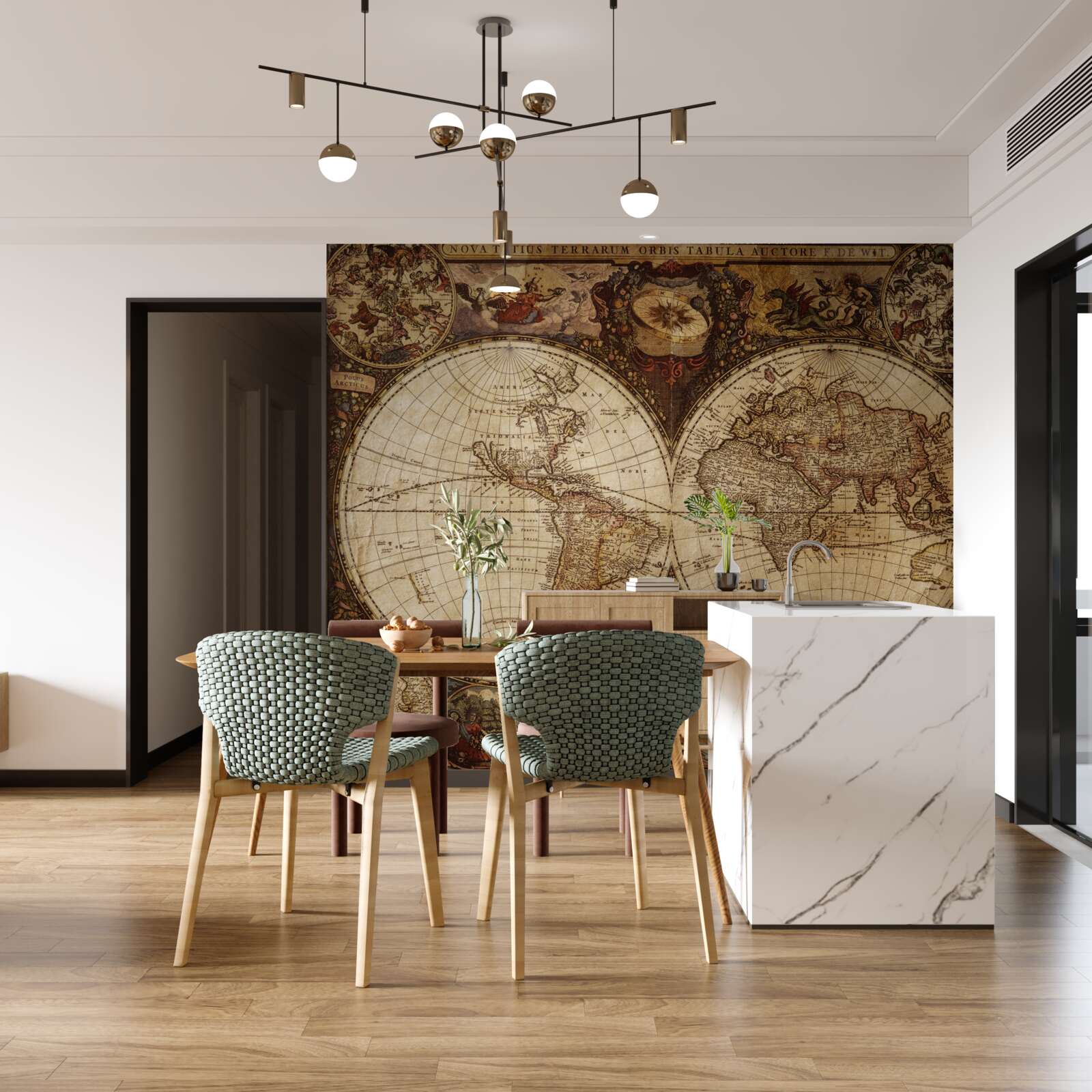 Fototapeta starożytna mapa geograficzna przedstawiona w postaci dwóch półkul