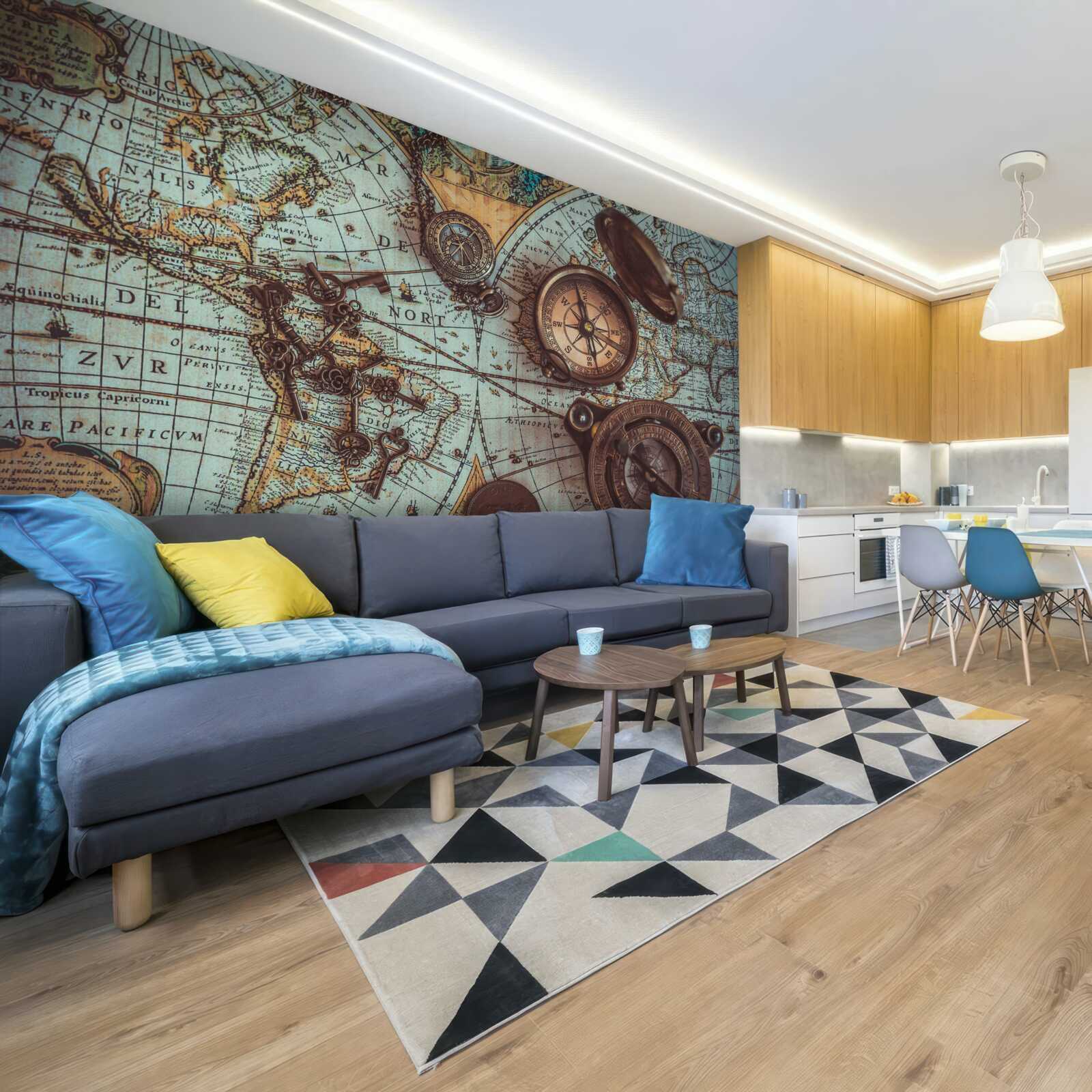 Fototapeta kompasy z przeszłości, znajdujące się na mapie