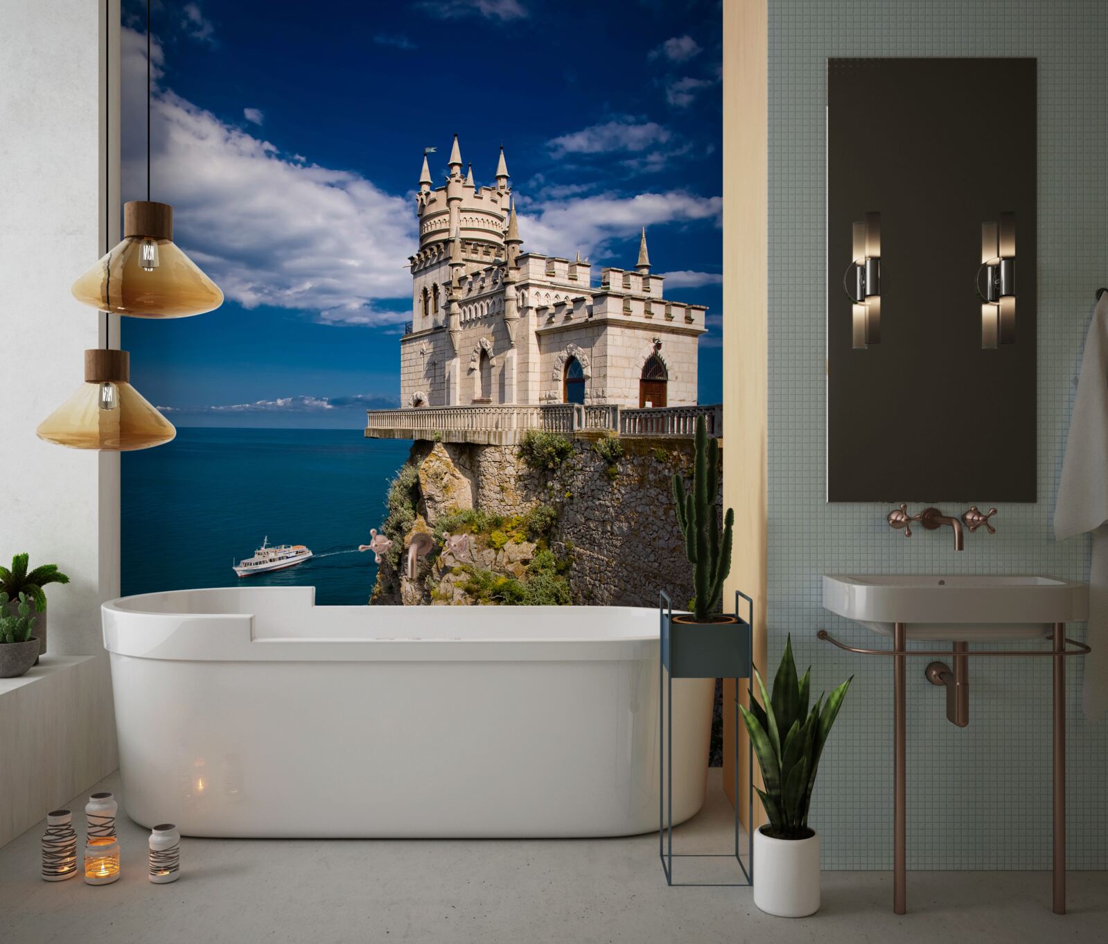 Fototapeta twierdza na skraju klifu morskiego