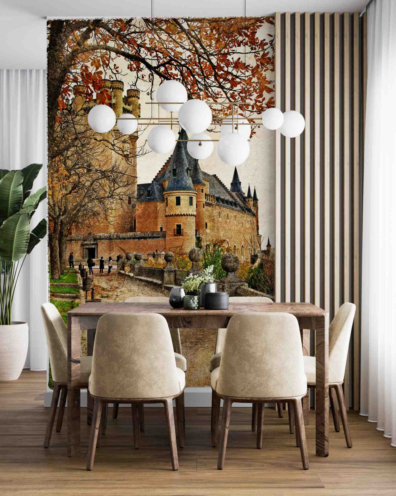 Fototapeta Ścieżka do starożytnego zamku jesienią