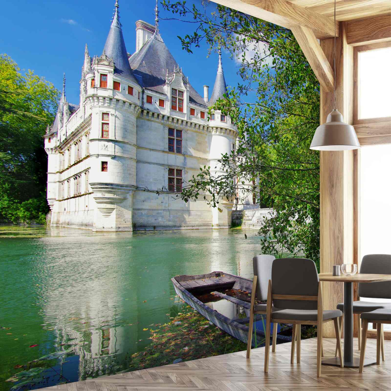 Fototapeta pałac letni położony jest nad brzegiem jeziora