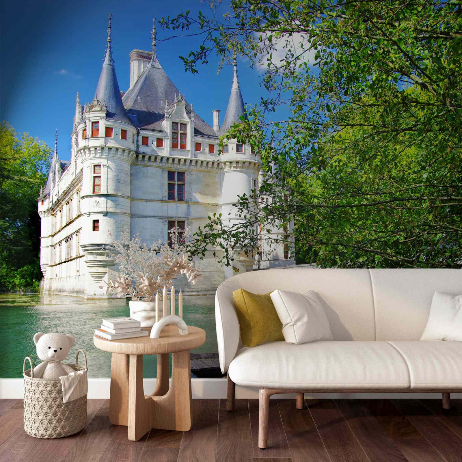 Fototapeta pałac letni położony jest nad brzegiem jeziora