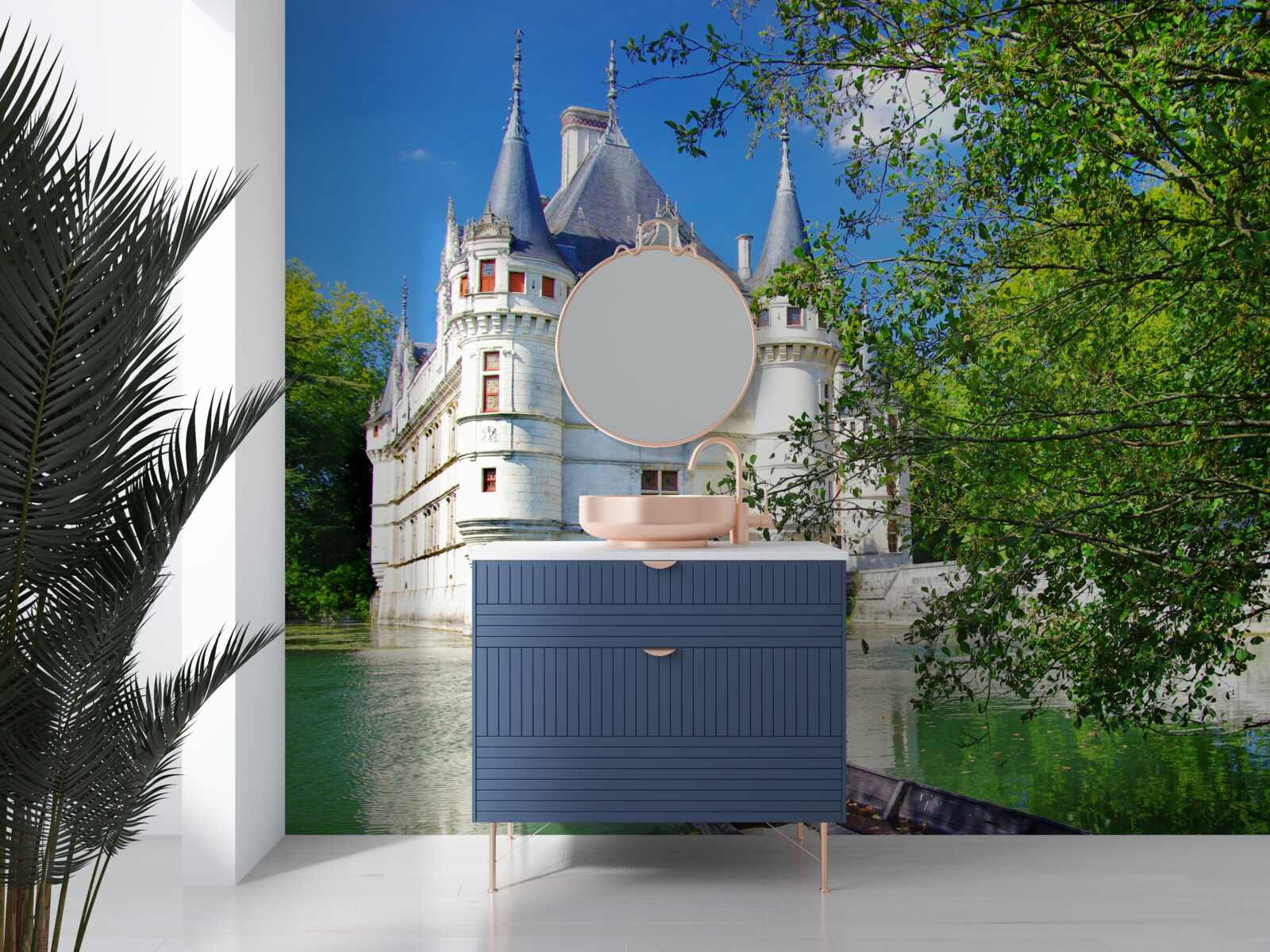 Fototapeta pałac letni położony jest nad brzegiem jeziora