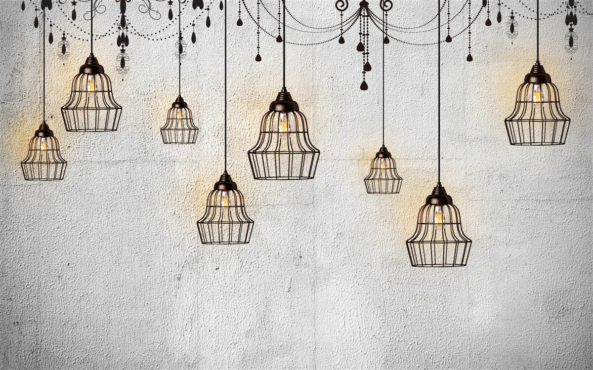 Fototapeta antyczne lampy na szarym tle