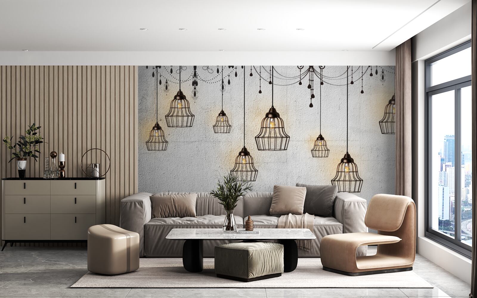 Fototapeta antyczne lampy na szarym tle