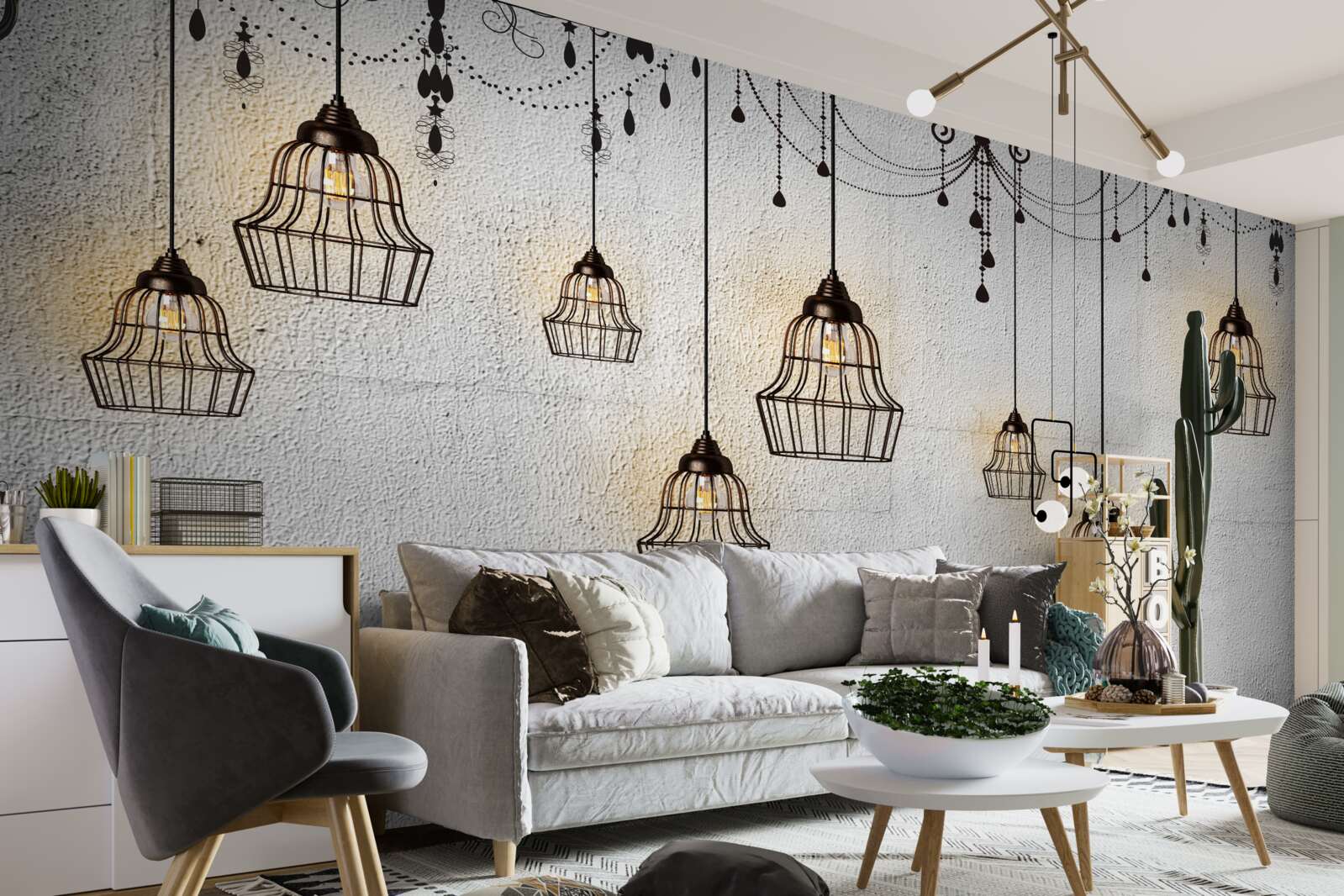 Fototapeta antyczne lampy na szarym tle