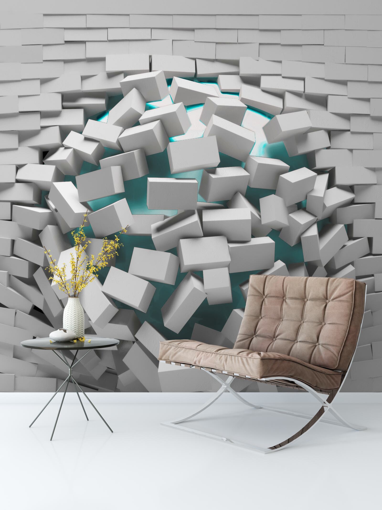 Fototapeta cegły pomalowane na biało łuszczą się