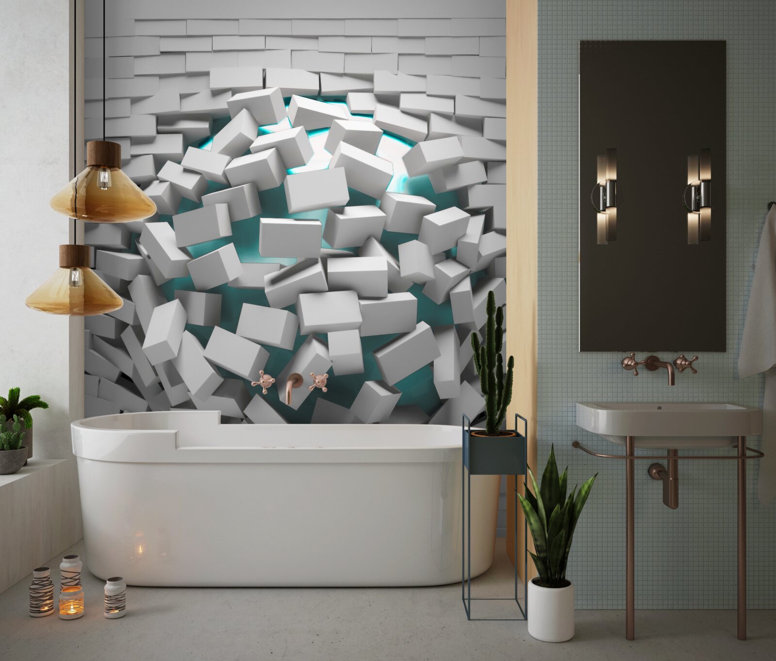 Fototapeta cegły pomalowane na biało łuszczą się