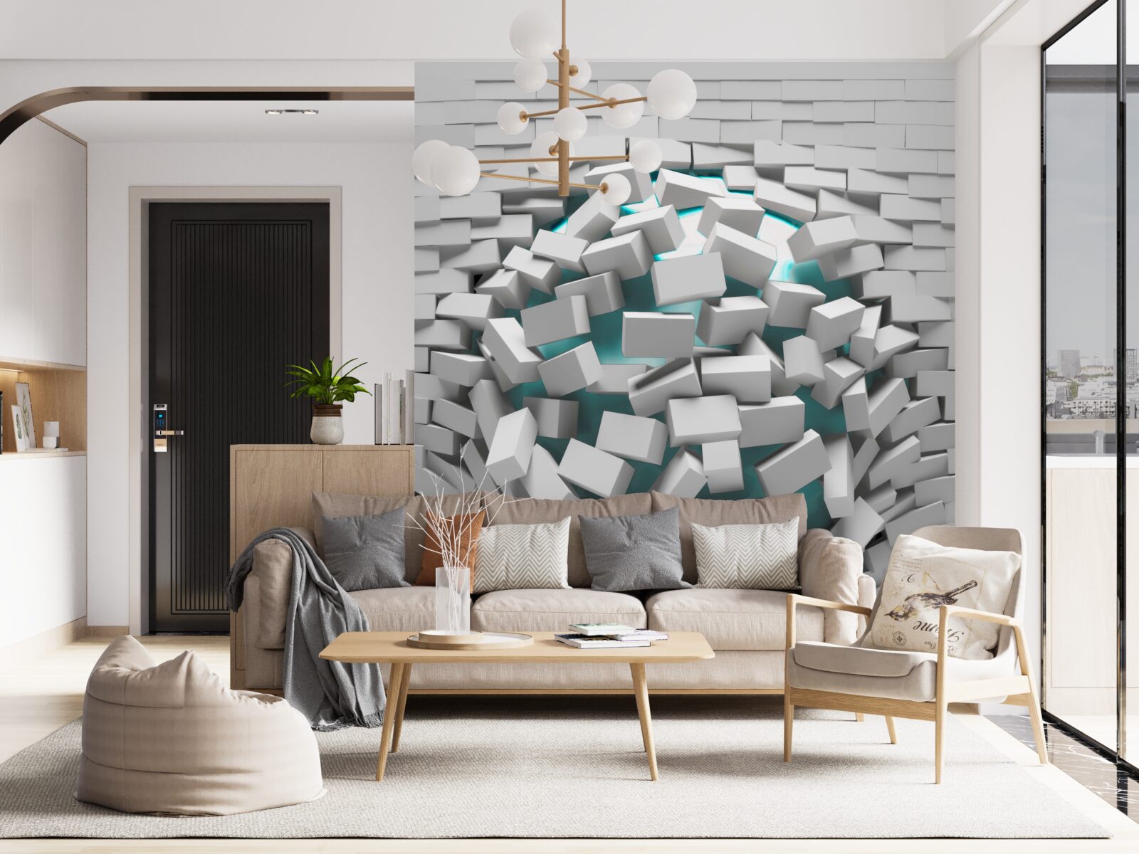 Fototapeta cegły pomalowane na biało łuszczą się