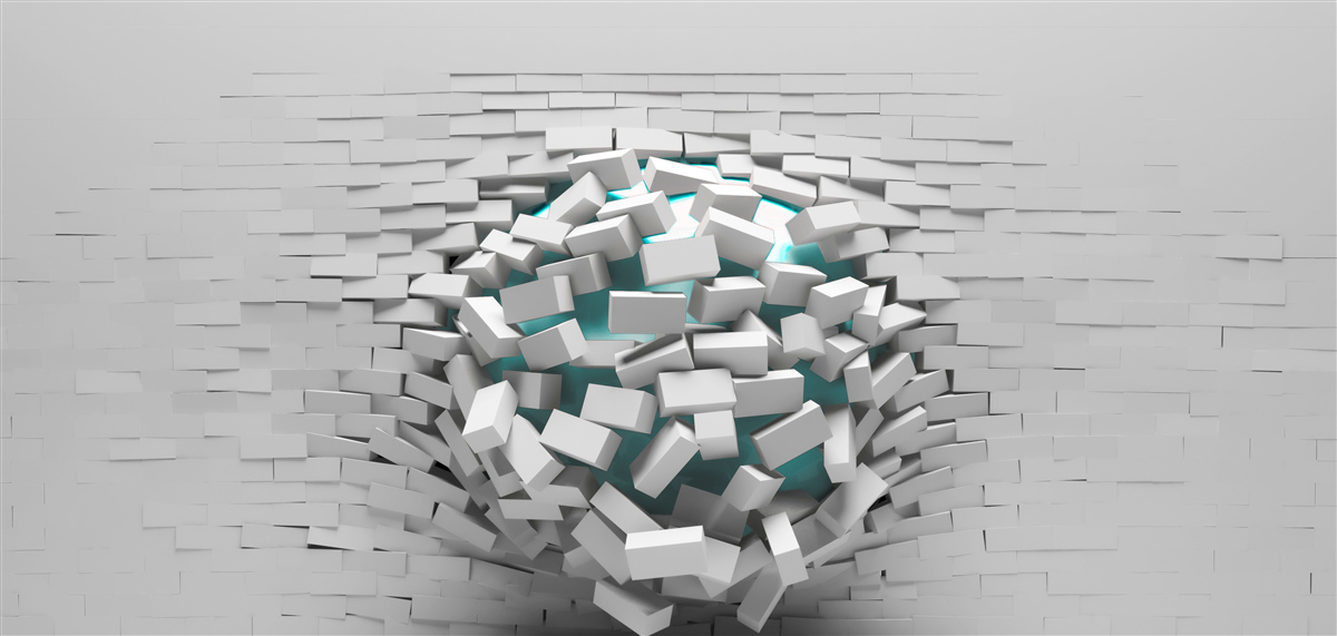 Fototapeta kolosalna dziura w ścianie z cegieł