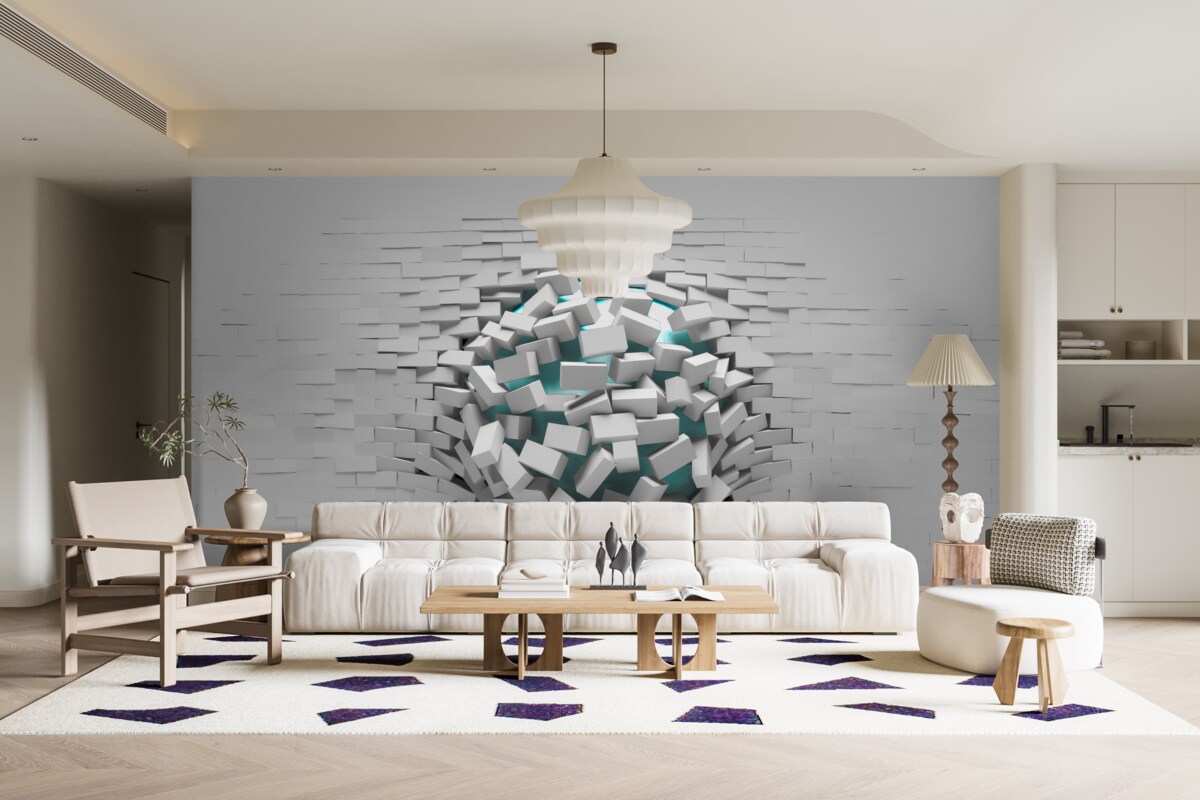 Fototapeta kolosalna dziura w ścianie z cegieł