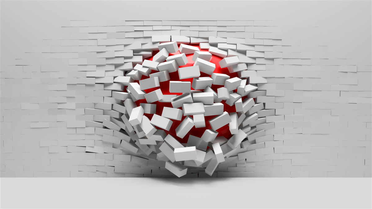 Fototapeta Ściana, która spada z cegieł