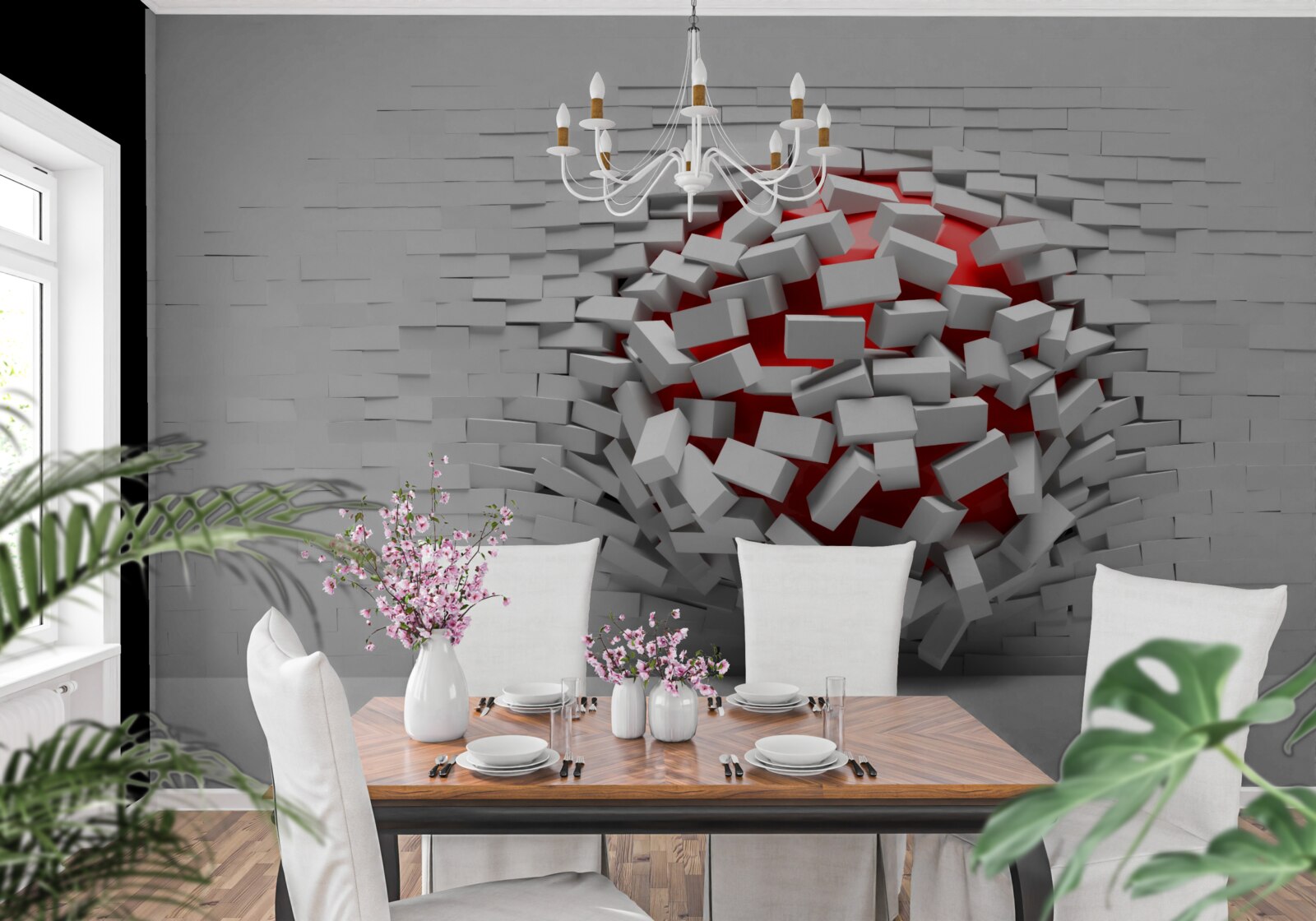 Fototapeta Ściana, która spada z cegieł