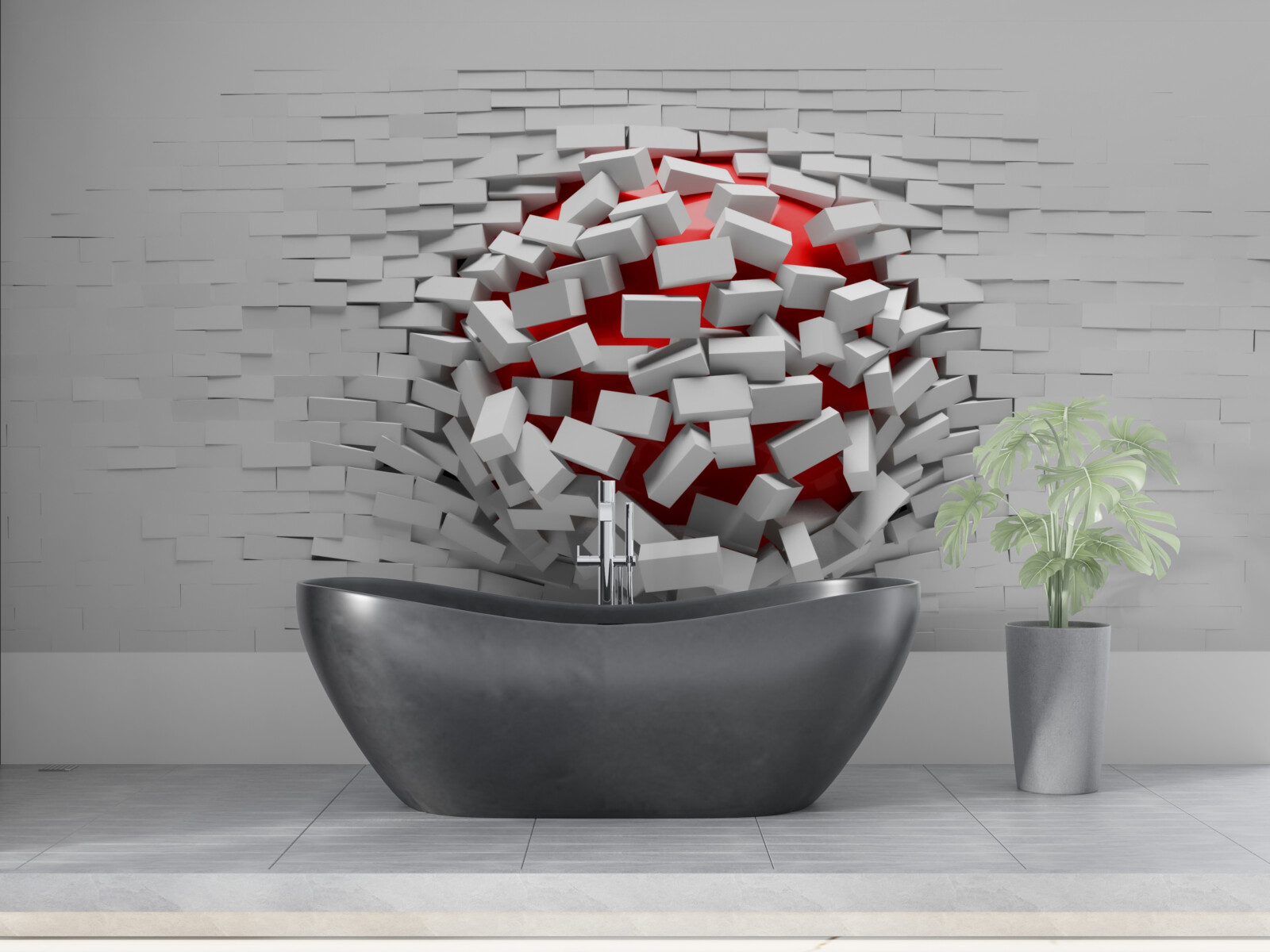 Fototapeta Ściana, która spada z cegieł