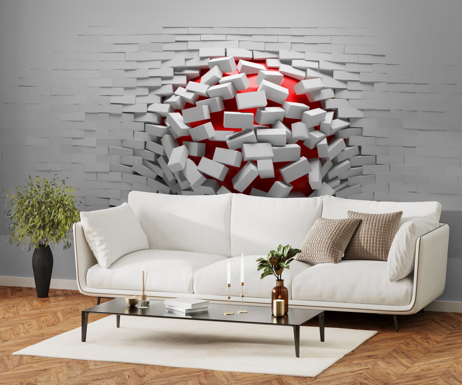 Fototapeta Ściana, która spada z cegieł