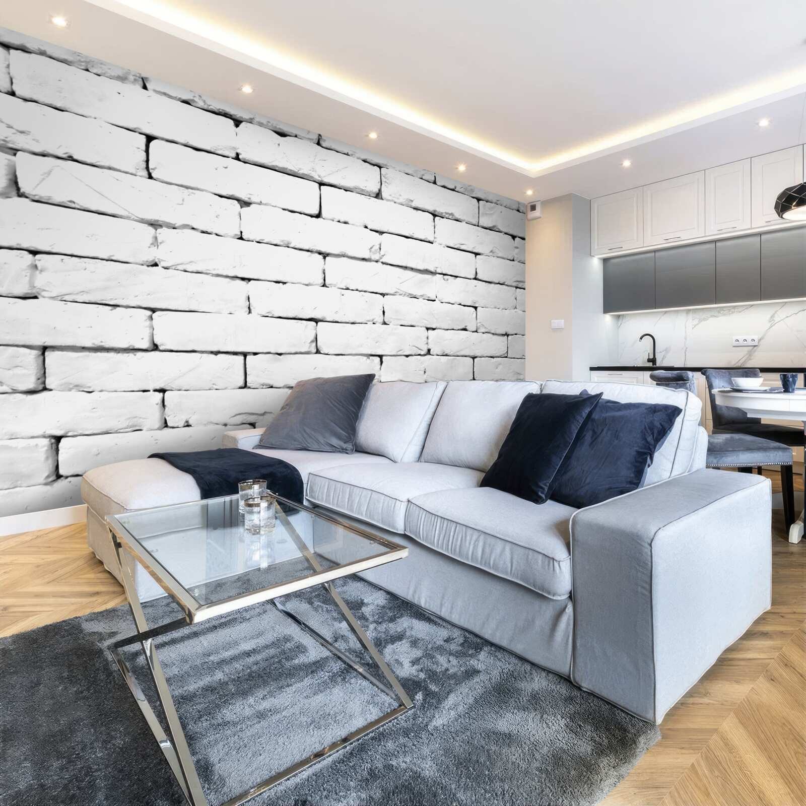 Fototapeta Ściana z cegły, starannie wykonana w kolorze białym