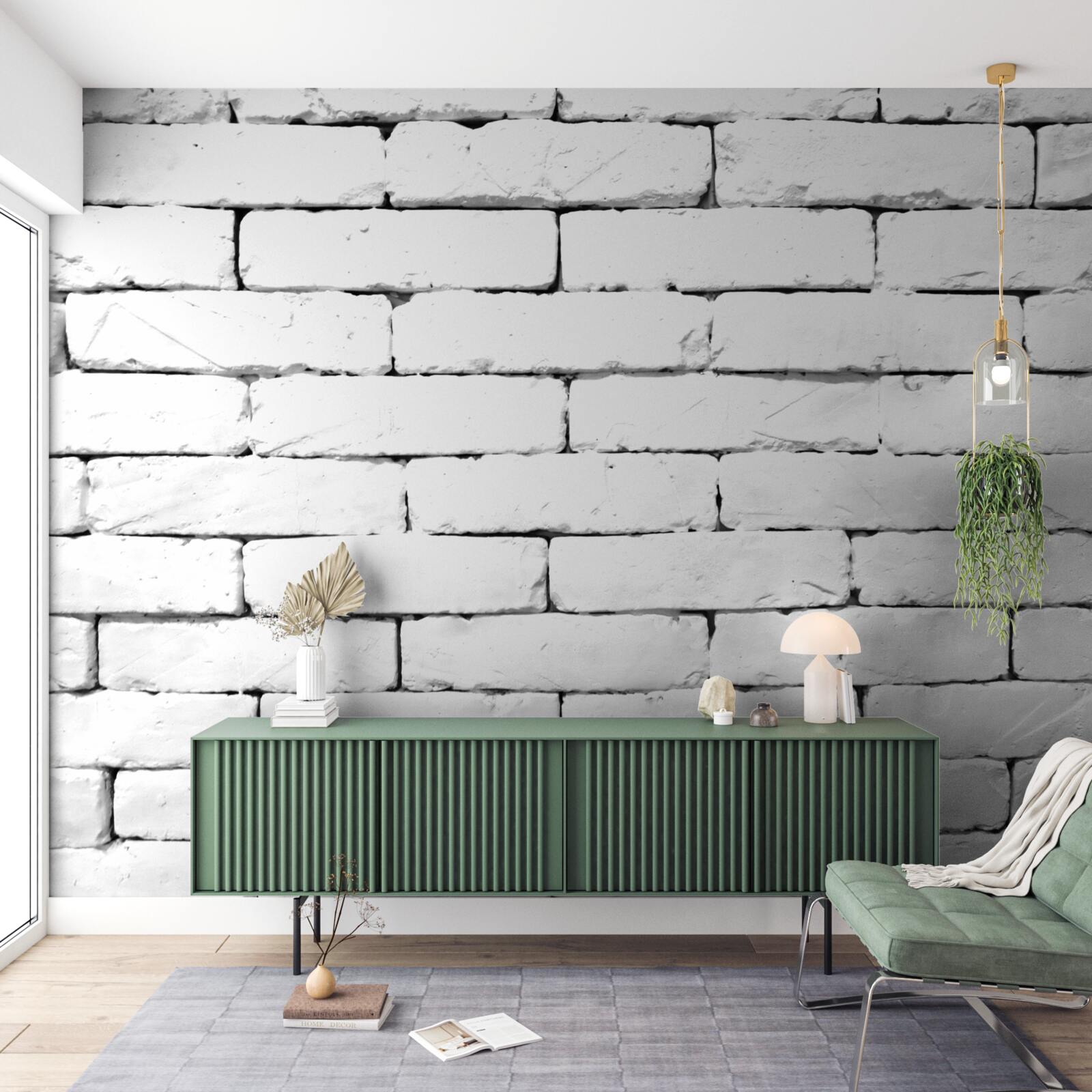 Fototapeta Ściana z cegły, starannie wykonana w kolorze białym