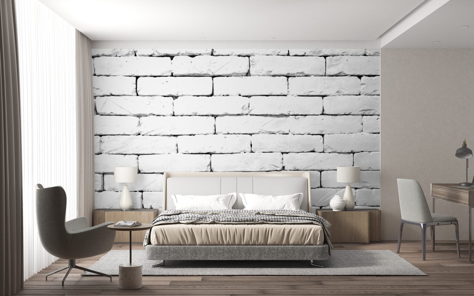 Fototapeta Ściana z cegły, starannie wykonana w kolorze białym