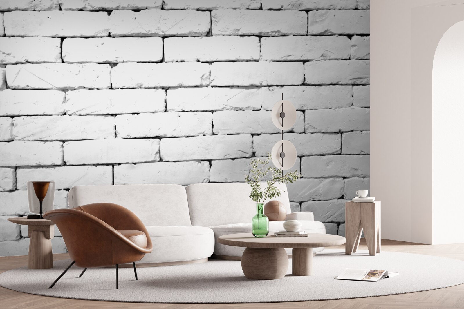 Fototapeta Ściana z cegły, starannie wykonana w kolorze białym