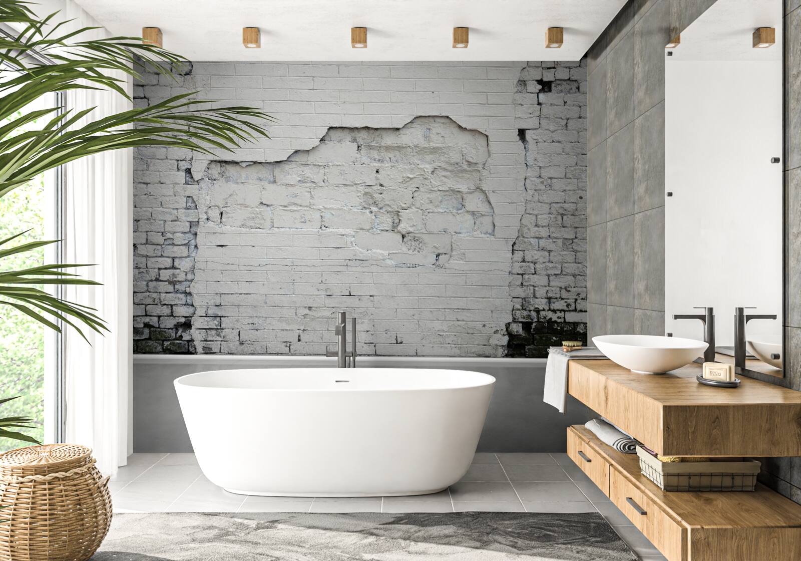 Fototapeta antyczny śnieżnobiały mur z cegły