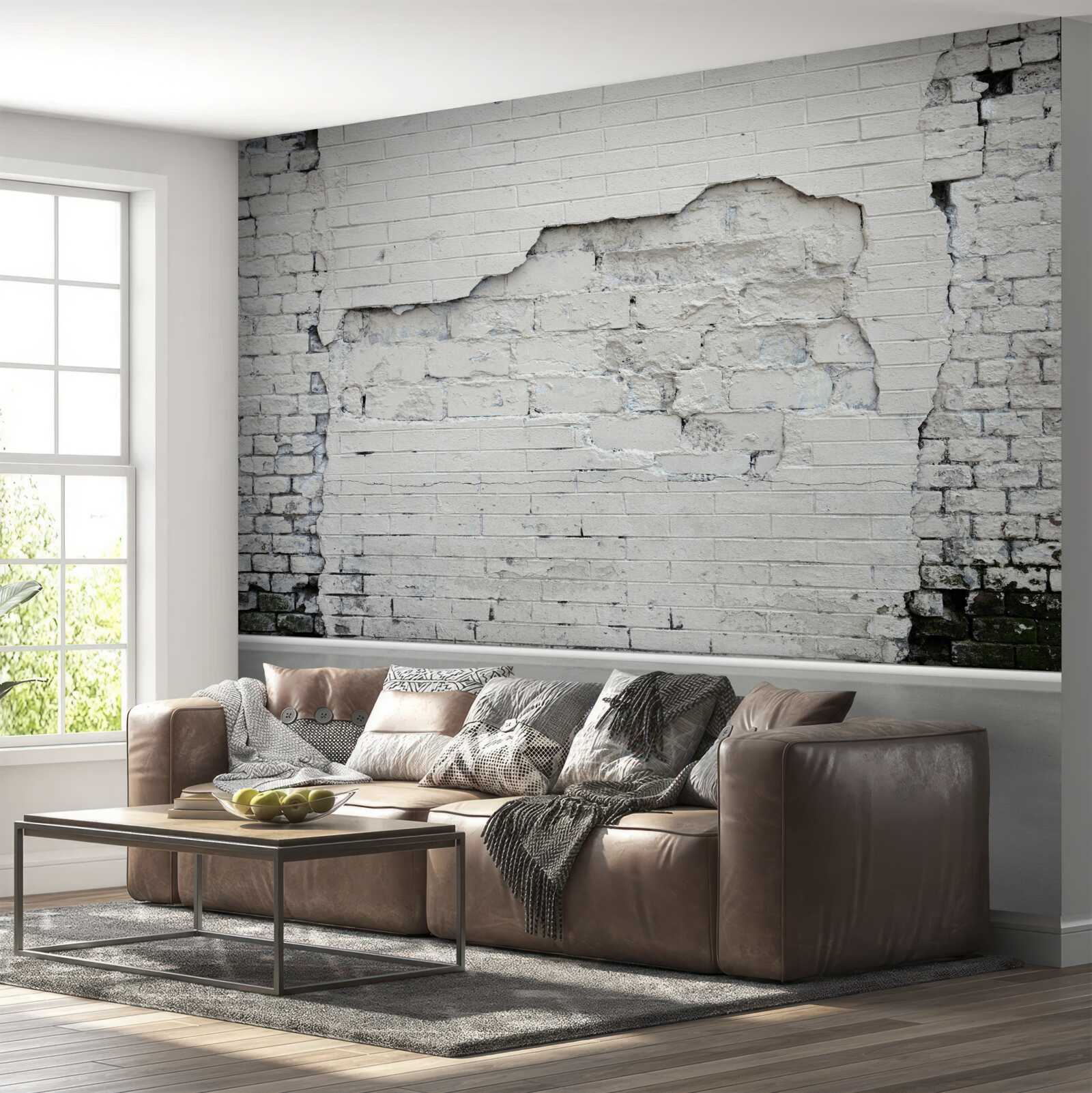 Fototapeta antyczny śnieżnobiały mur z cegły