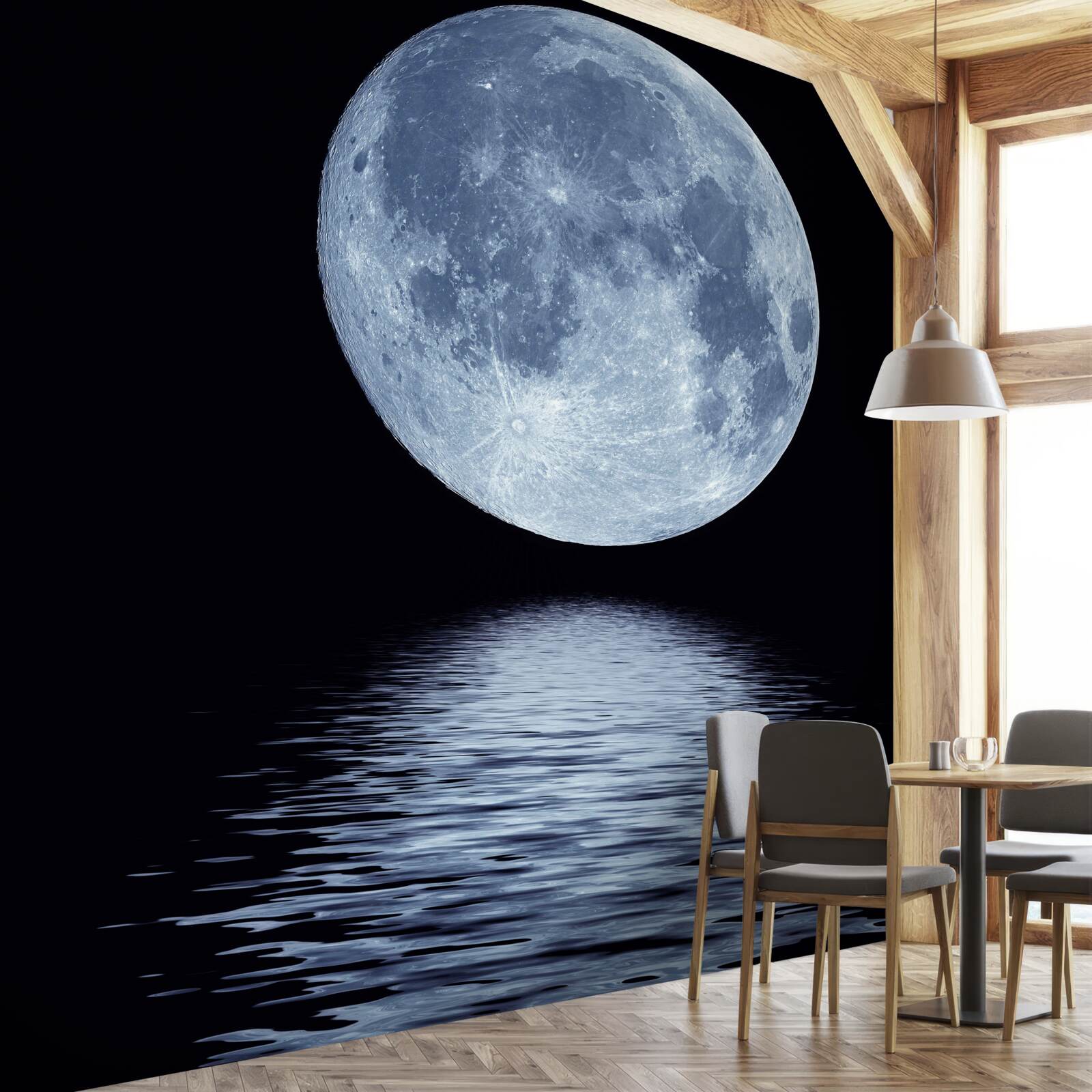 Fototapeta odbicie księżyca w pełni na powierzchni wody