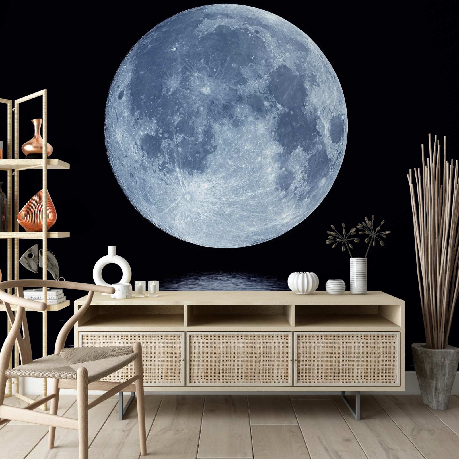 Fototapeta odbicie księżyca w pełni na powierzchni wody