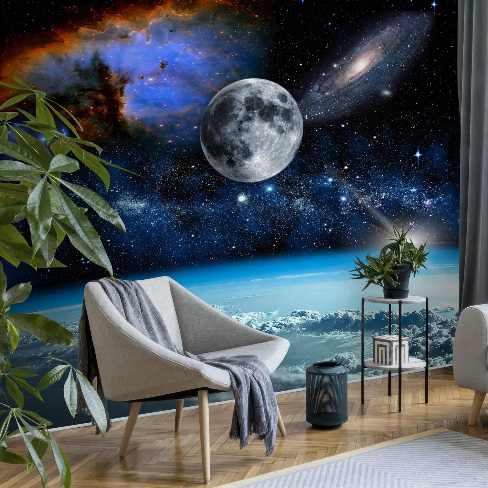 Fototapeta księżyc i wszechświat są ponad chmurami