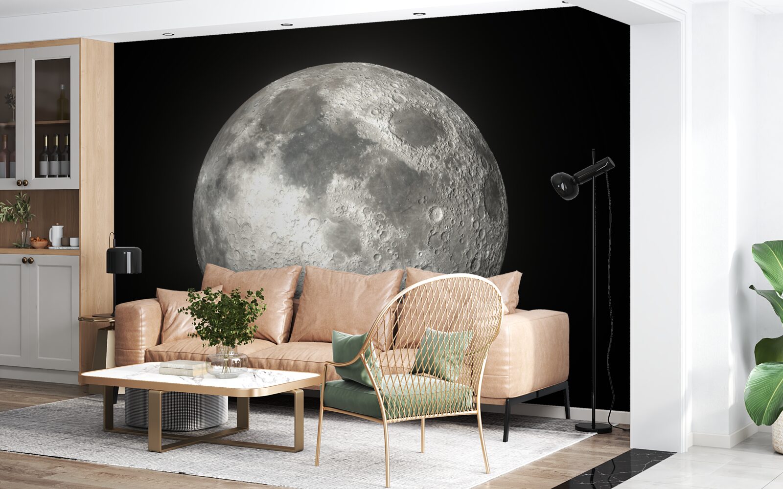 Fototapeta czarne tło ozdobione jest niezrównanym księżycem w pełni