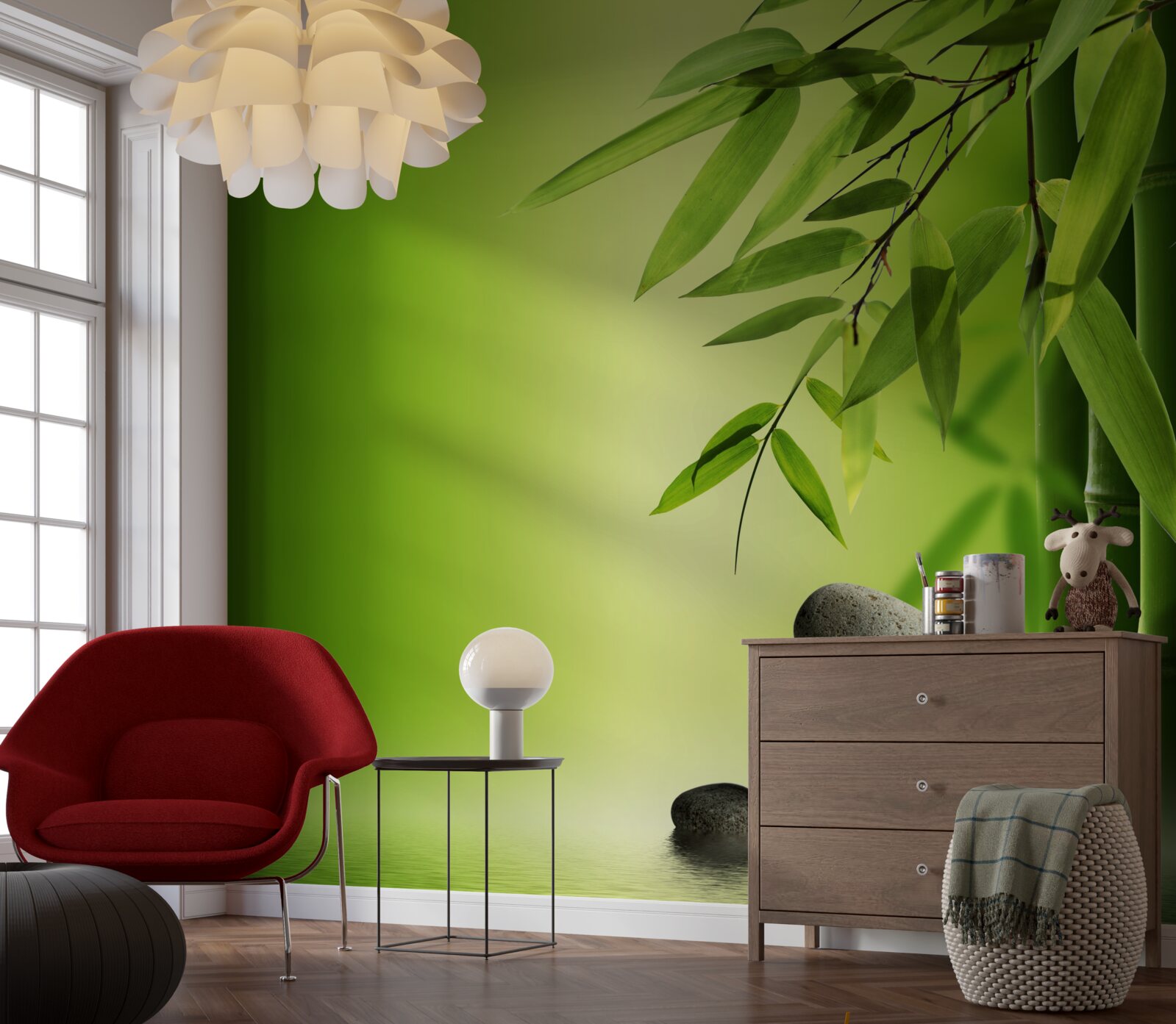 Fototapeta zielony bambus i kamienie spa