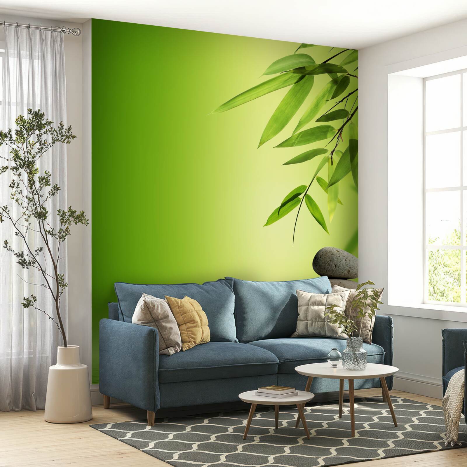 Fototapeta zielony bambus i kamienie spa