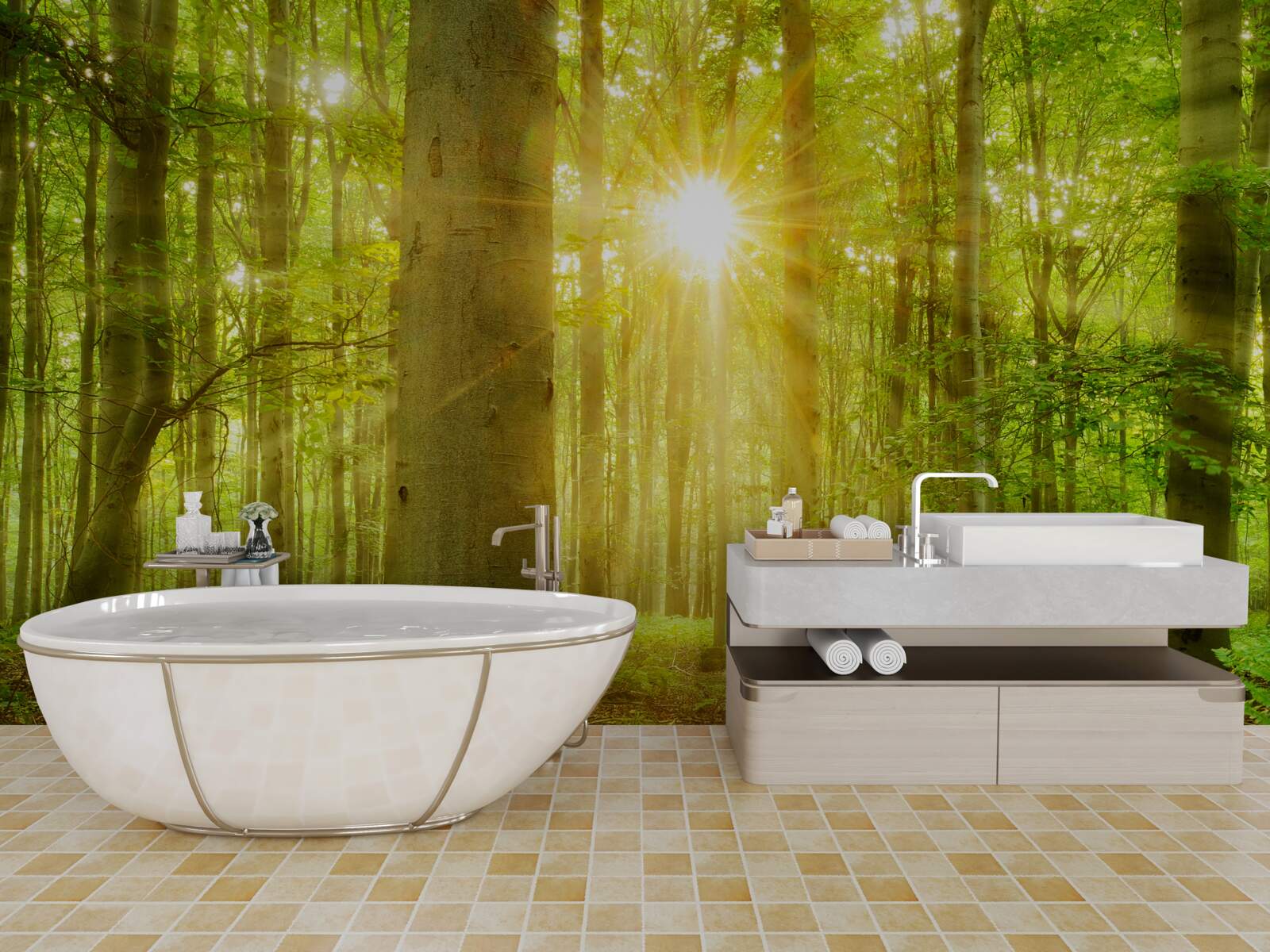 Fototapeta Światło słoneczne w lesie bukowym