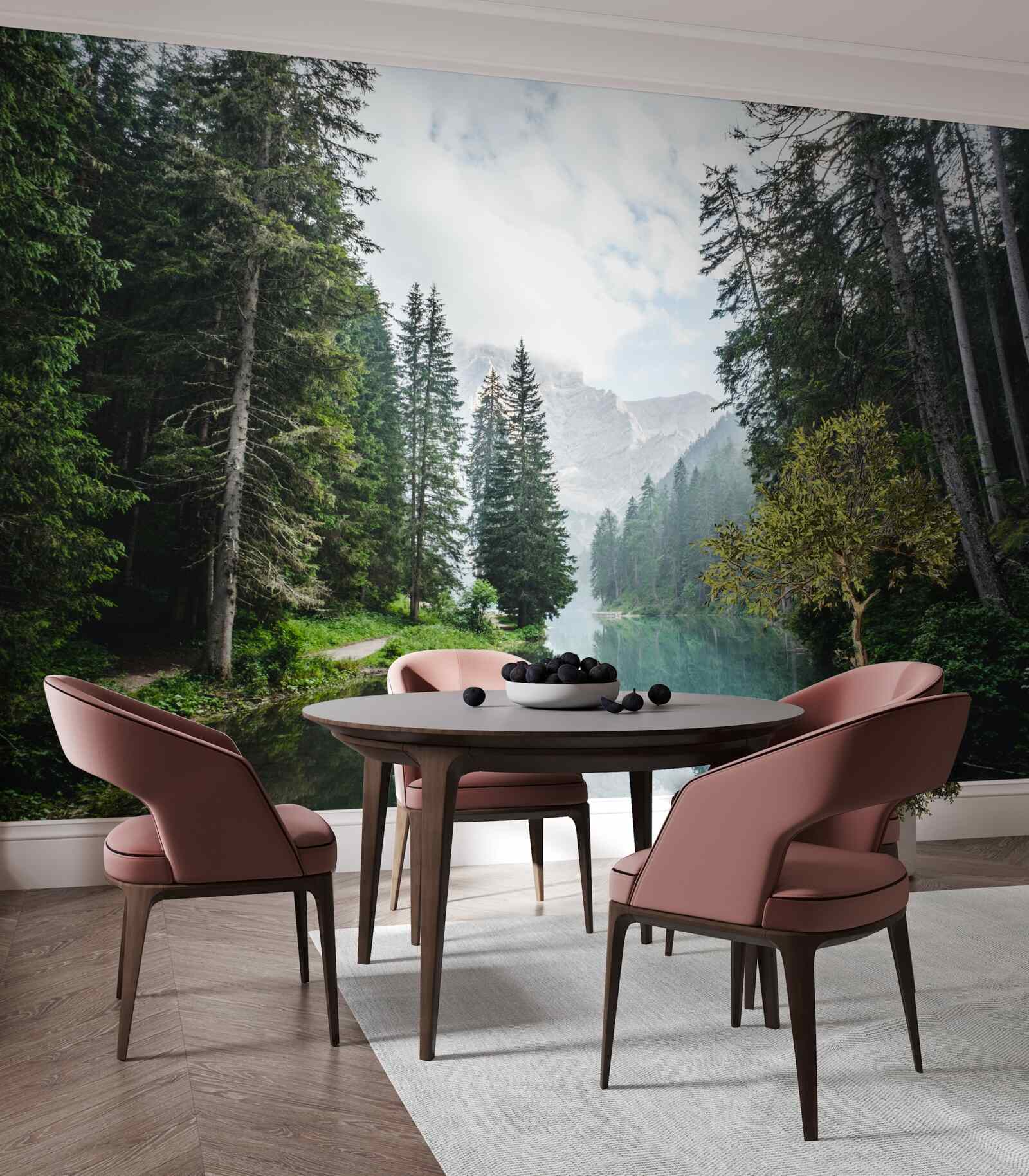 Fototapeta spokojny staw w sosnowym gaju