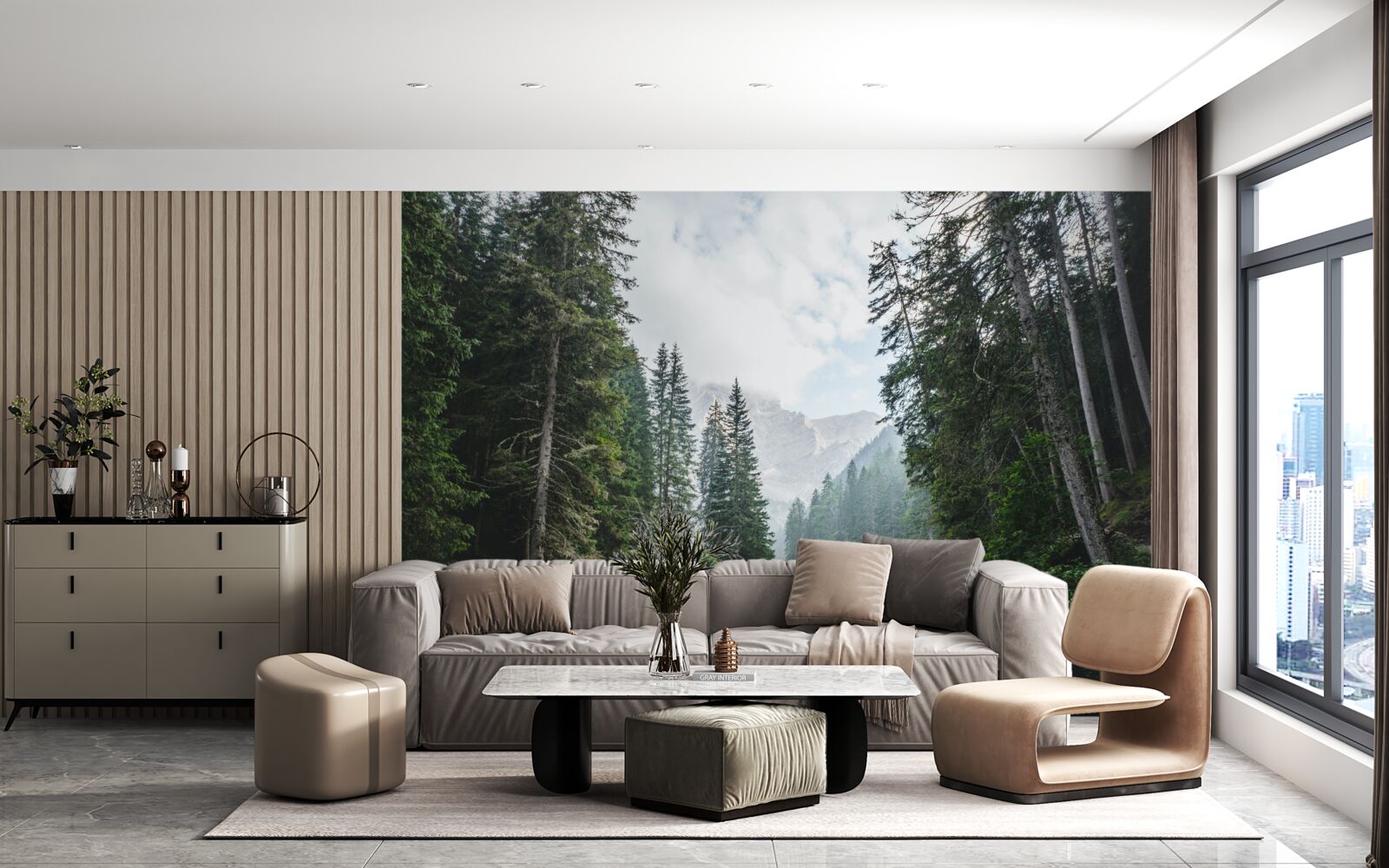 Fototapeta spokojny staw w sosnowym gaju