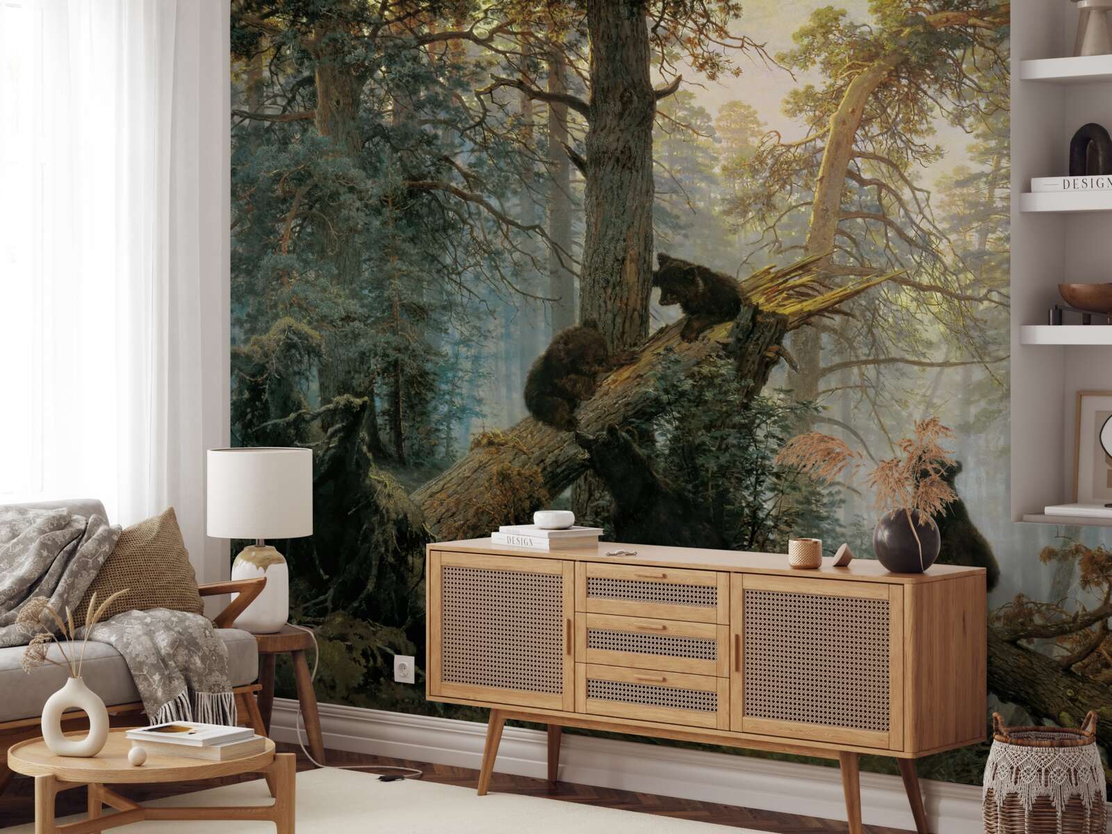 Fototapeta Świt w lesie, gdzie królują sosny