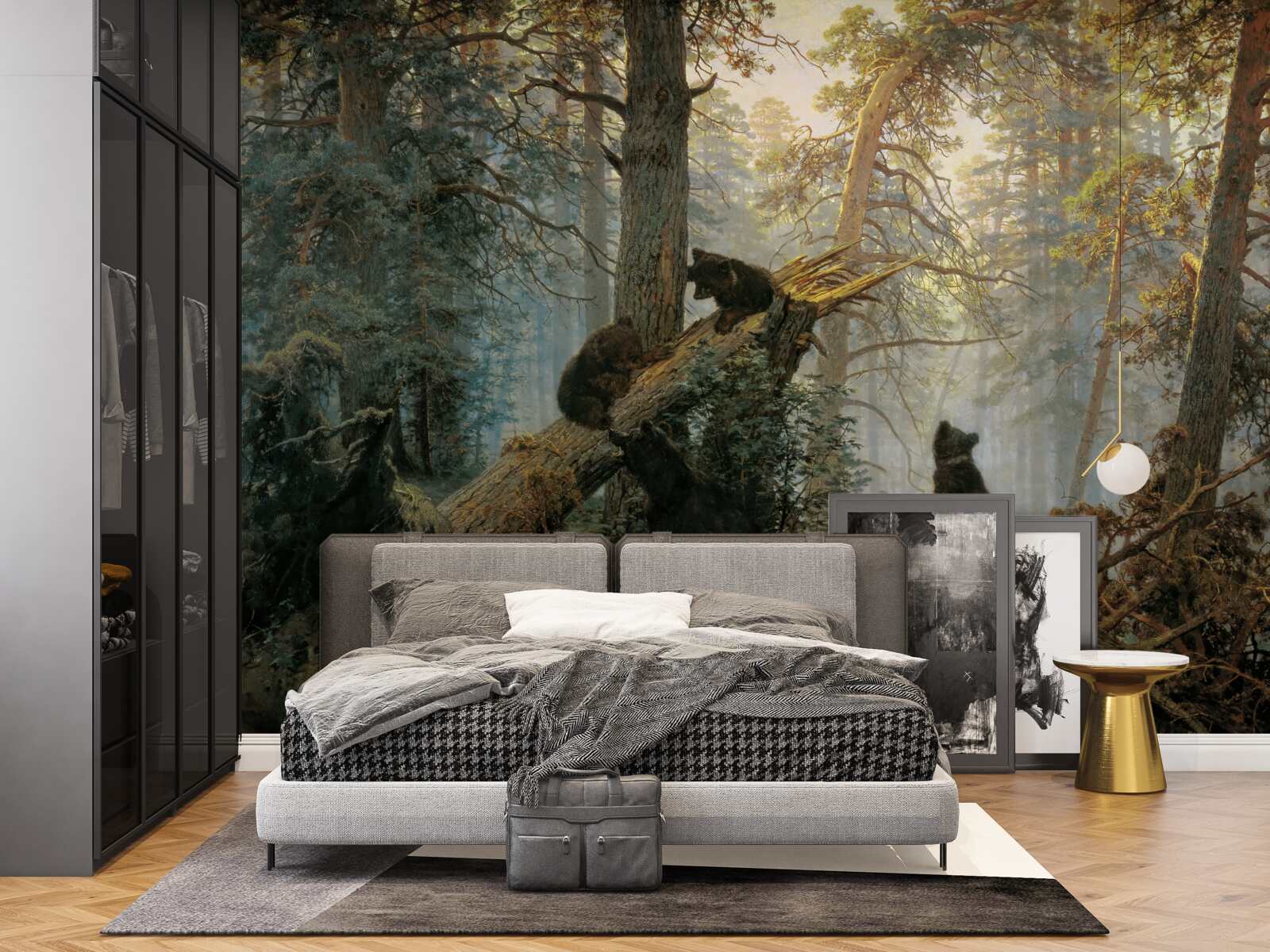 Fototapeta Świt w lesie, gdzie królują sosny