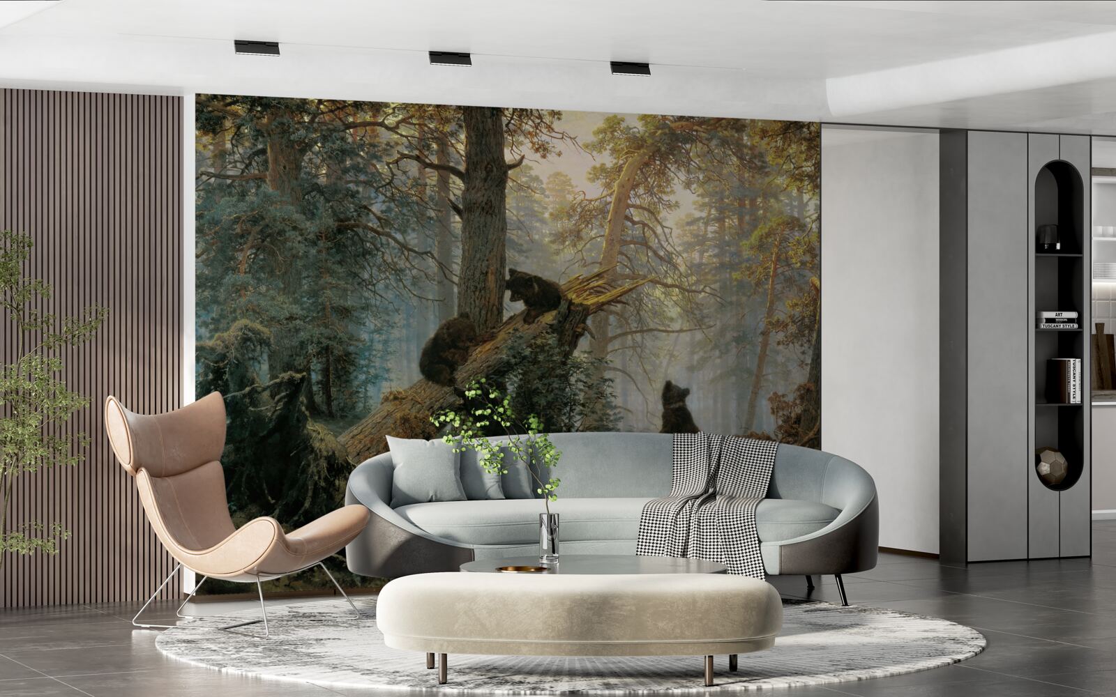 Fototapeta Świt w lesie, gdzie królują sosny