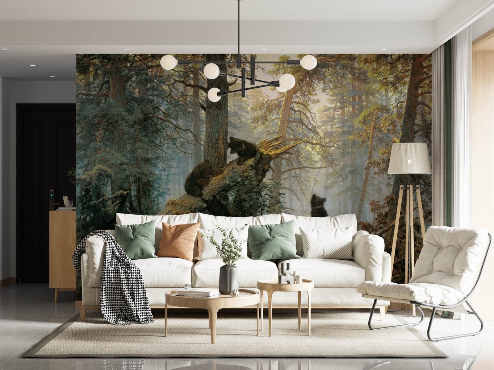 Fototapeta Świt w lesie, gdzie królują sosny