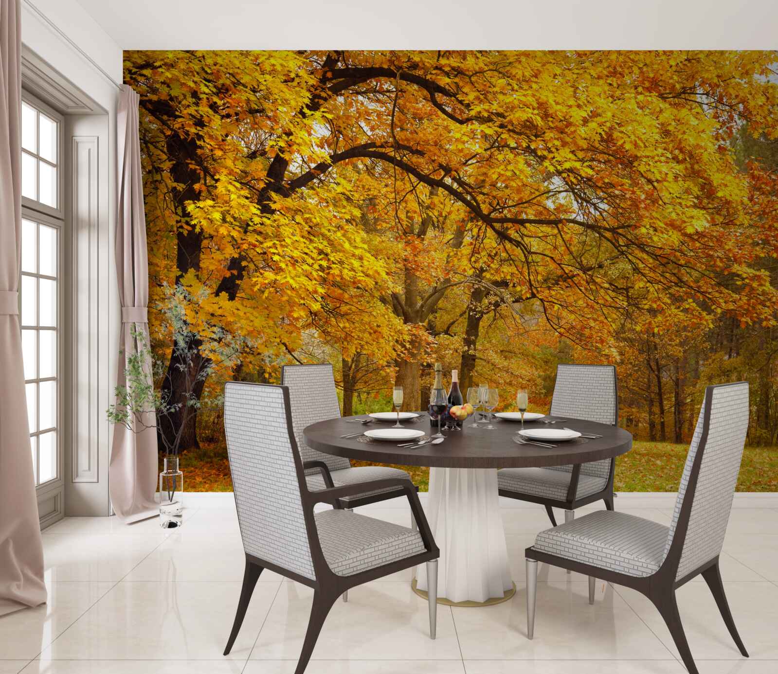 Fototapeta jesień w swoim żółtym stroju wkroczyła do lasu