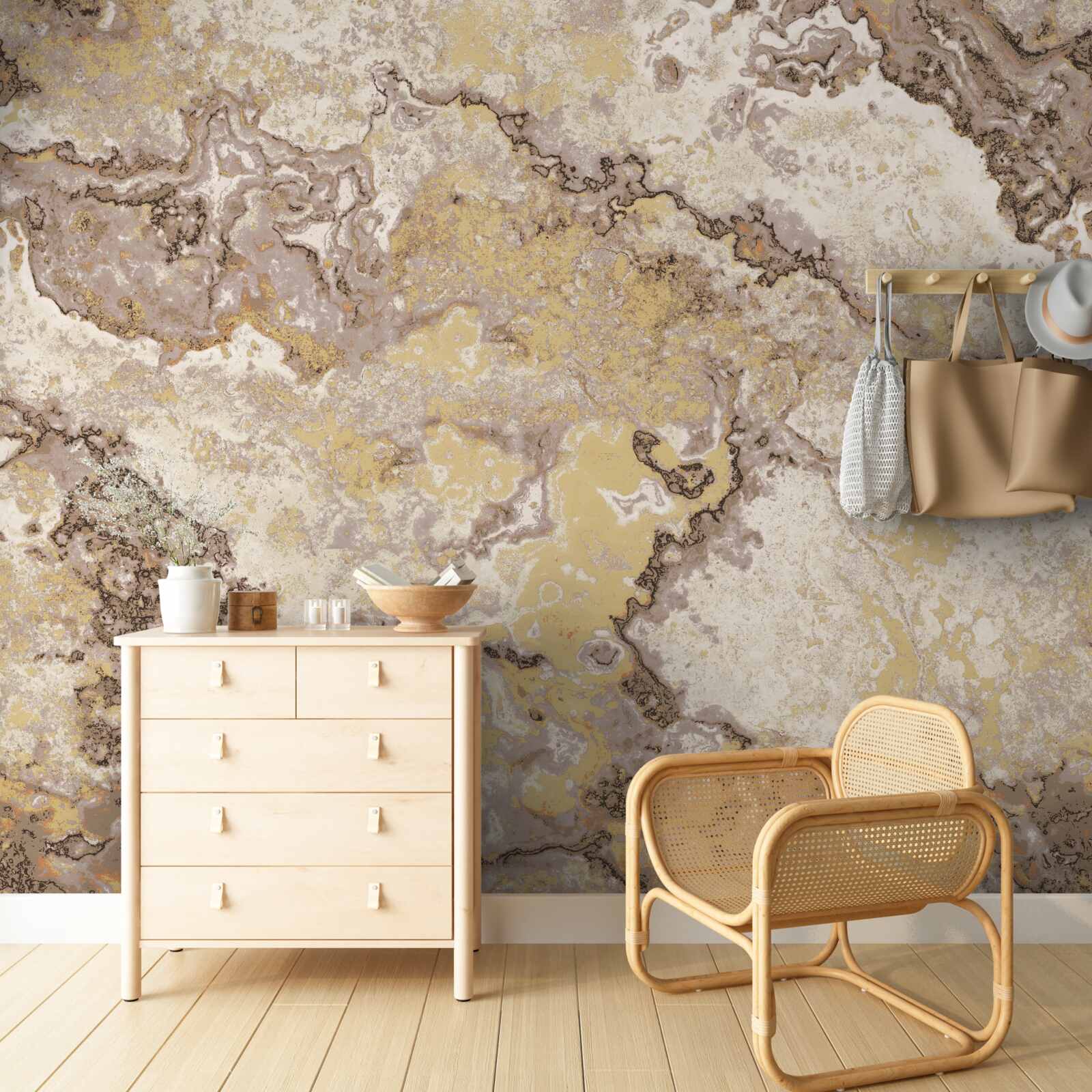 Fototapeta delikatne fale jasnobrązowego marmuru