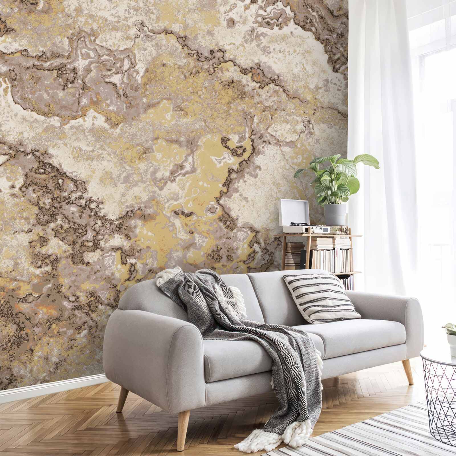 Fototapeta delikatne fale jasnobrązowego marmuru