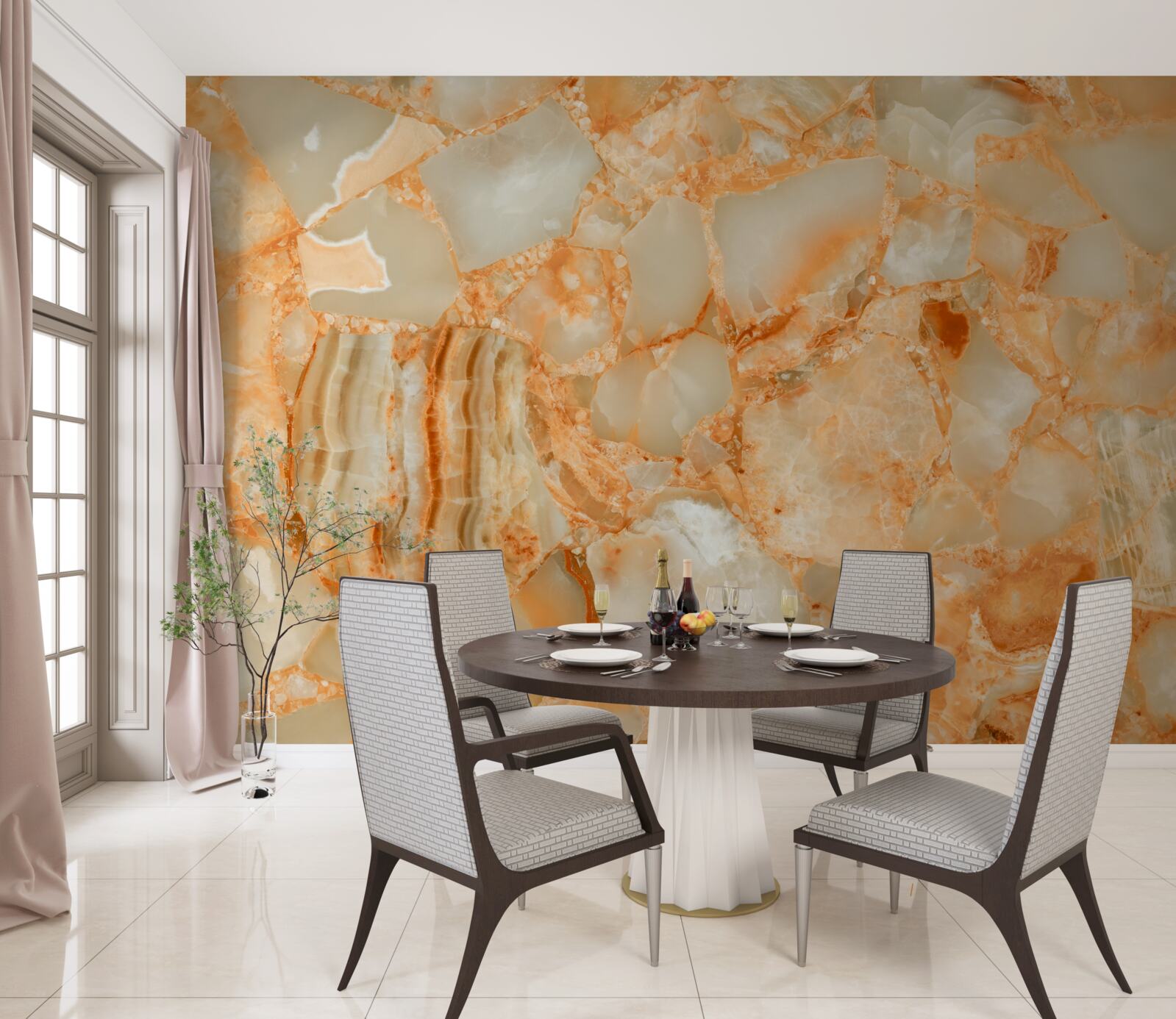 Fototapeta odcienie bursztynu w kroplach na kamieniu