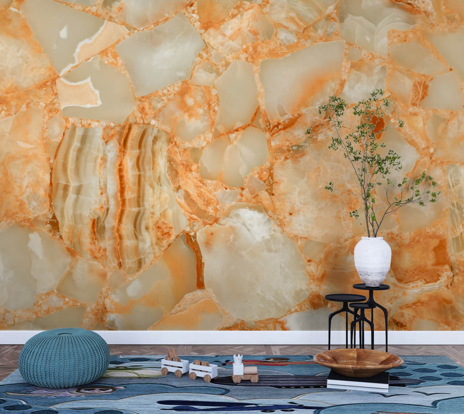 Fototapeta odcienie bursztynu w kroplach na kamieniu