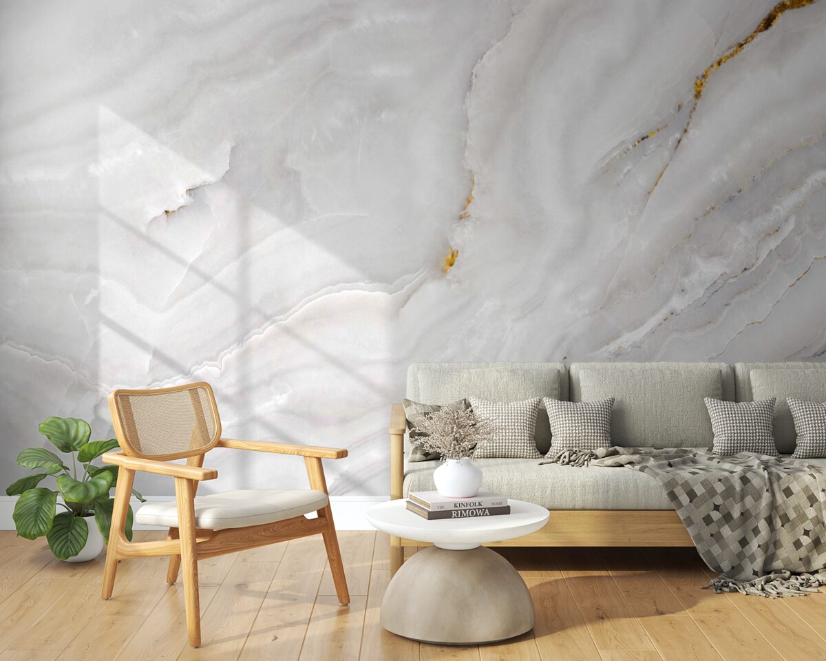 Fototapeta fale świetlne na śnieżnobiałym marmurze