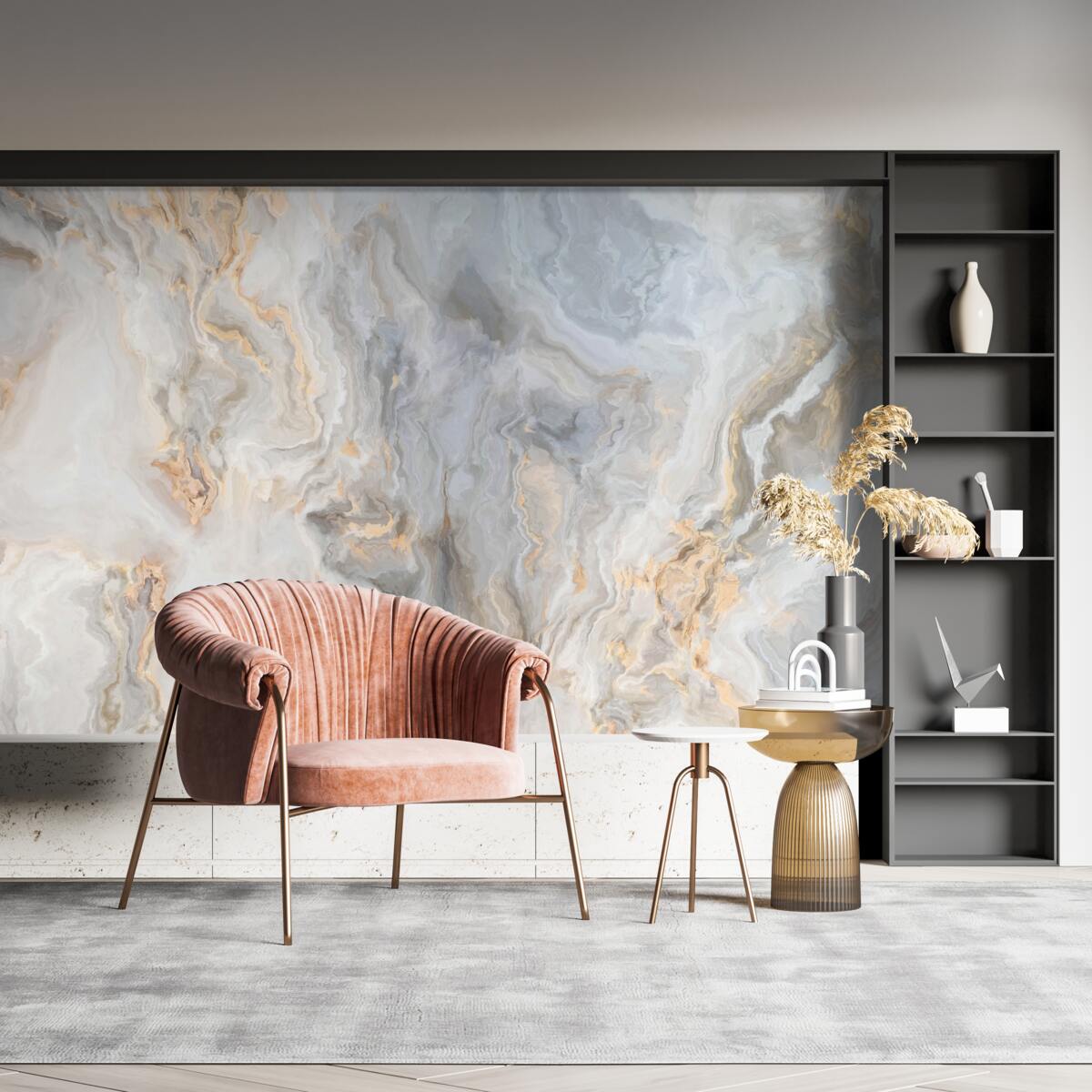 Fototapeta szare tło, ozdobione złotymi odcieniami