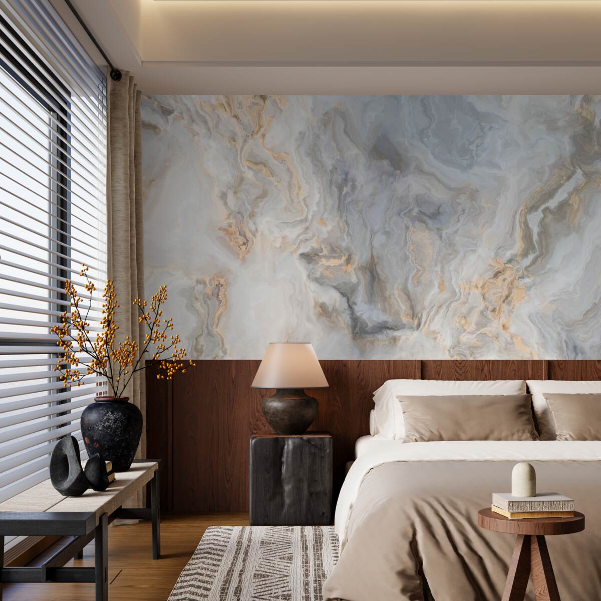 Fototapeta szare tło, ozdobione złotymi odcieniami