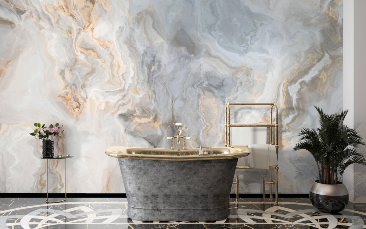 Fototapeta szare tło, ozdobione złotymi odcieniami