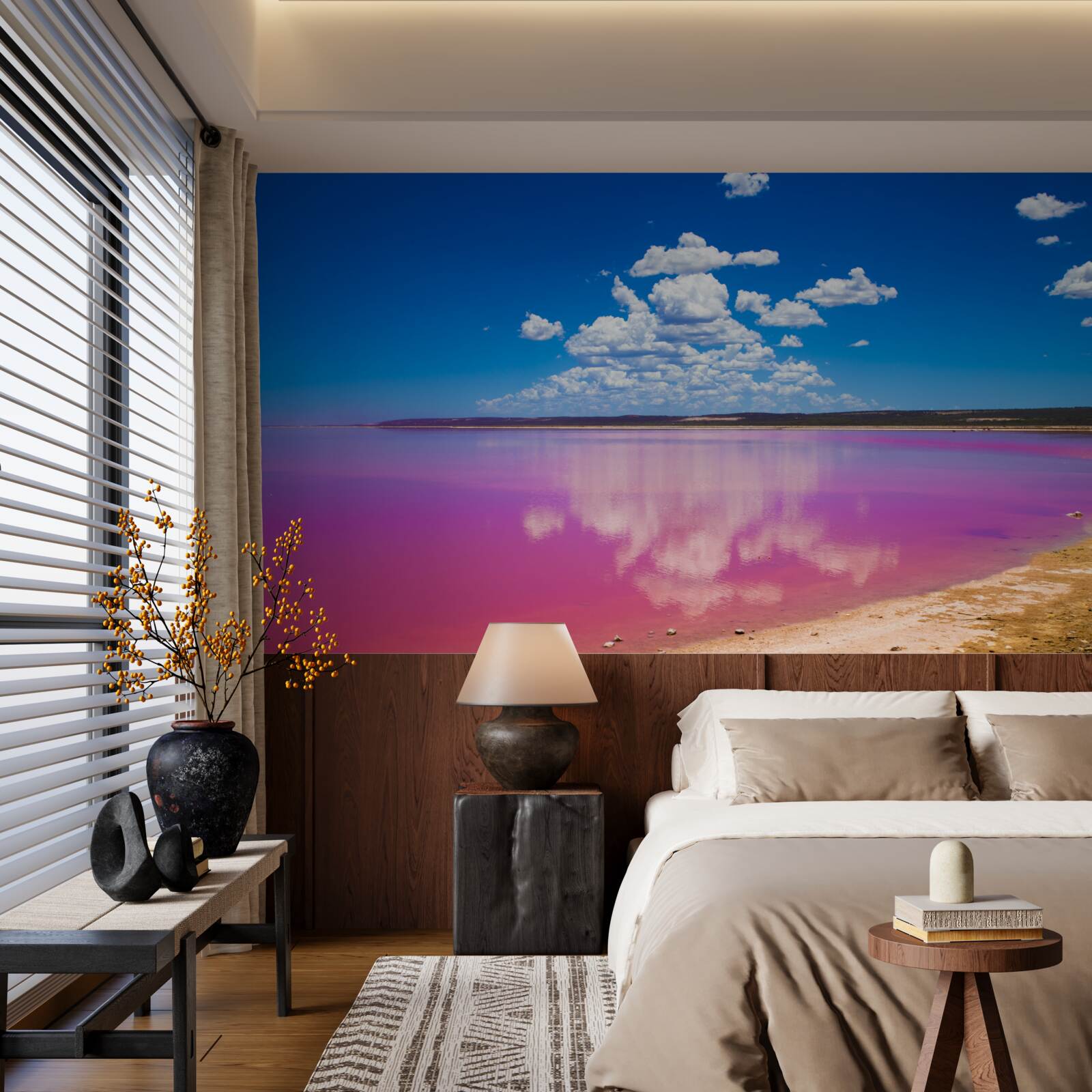 Fototapeta laguna hutt z różowymi wodami