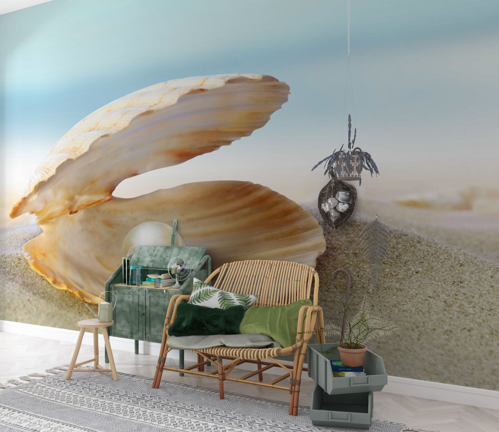 Fototapeta perła w muszli małży na wybrzeżu