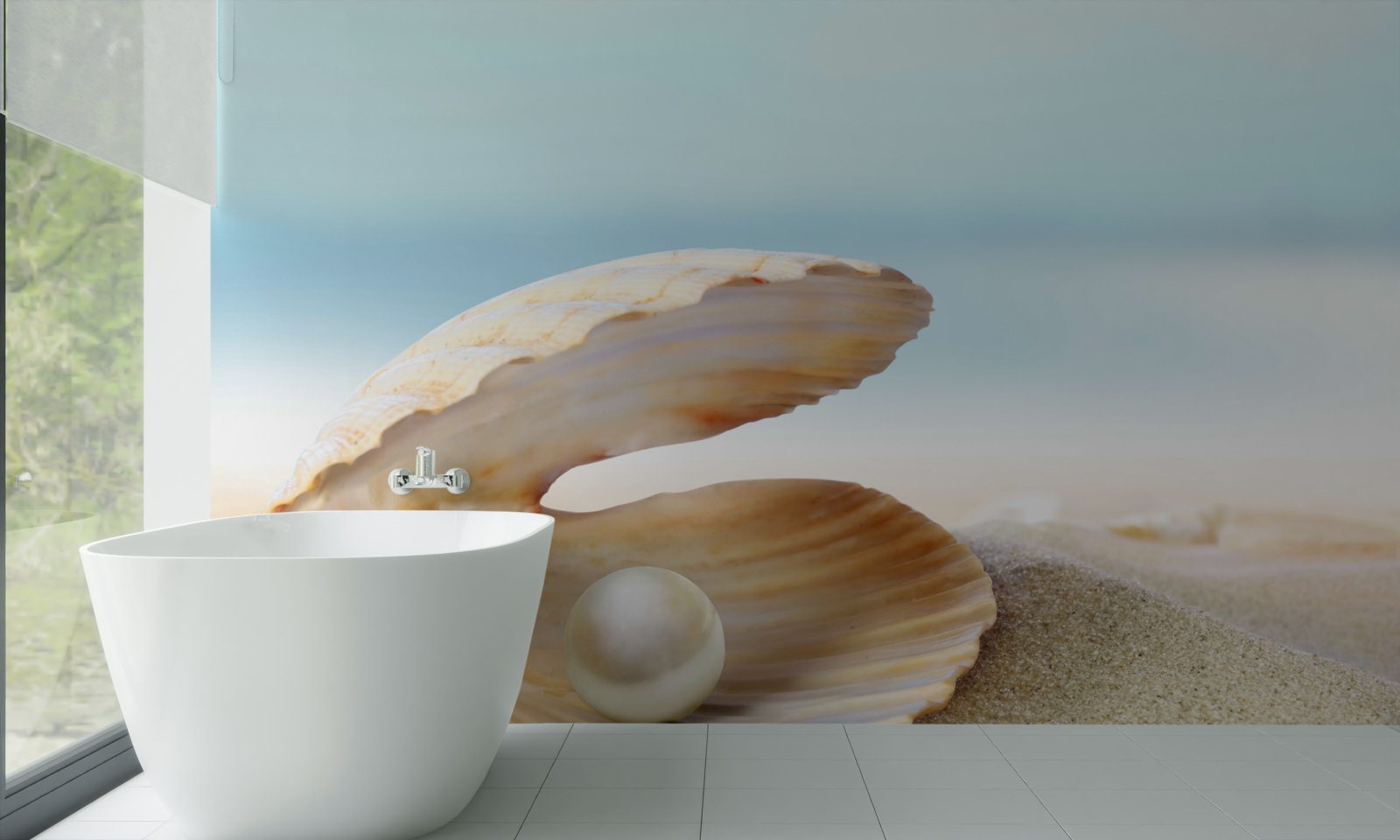 Fototapeta perła w muszli małży na wybrzeżu